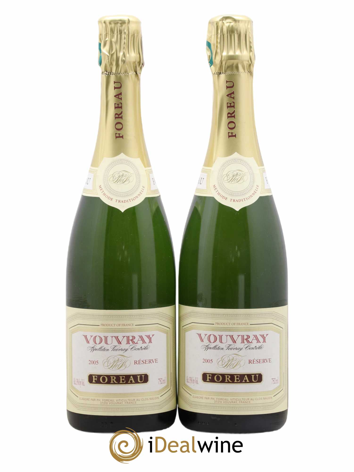 Vouvray Méthode Traditionnelle Brut Reserve Clos Naudin - Philippe Foreau 2005 - Lot de 2 bouteilles - 0