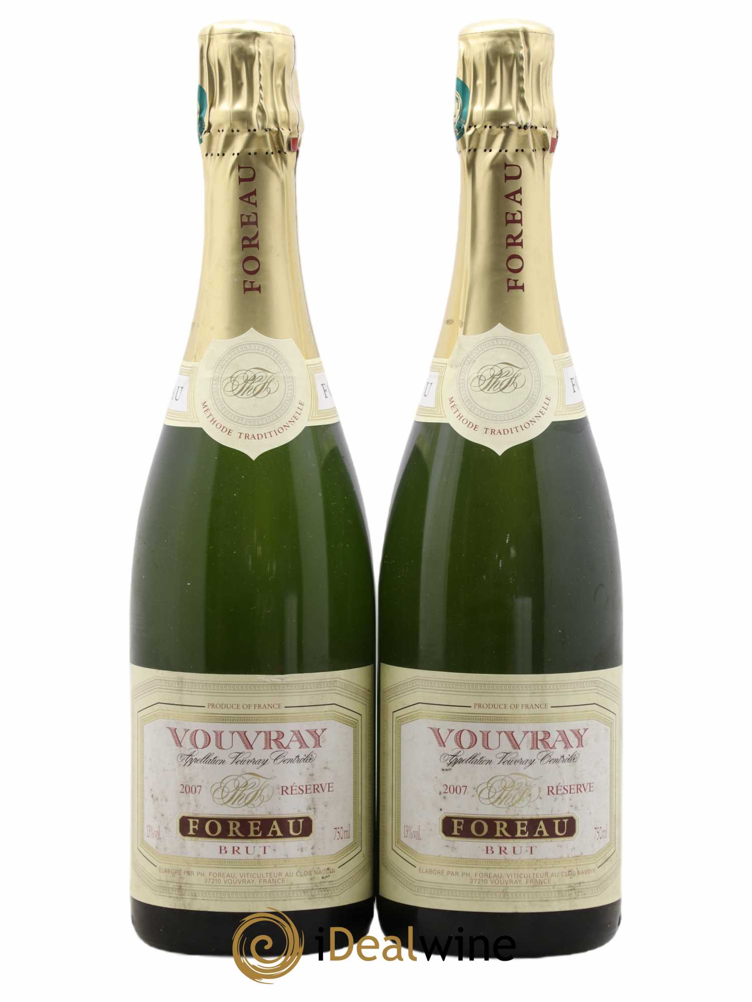 Vouvray Méthode Traditionnelle Brut Reserve Clos Naudin - Philippe Foreau 2007 - Lot de 2 bouteilles - 0