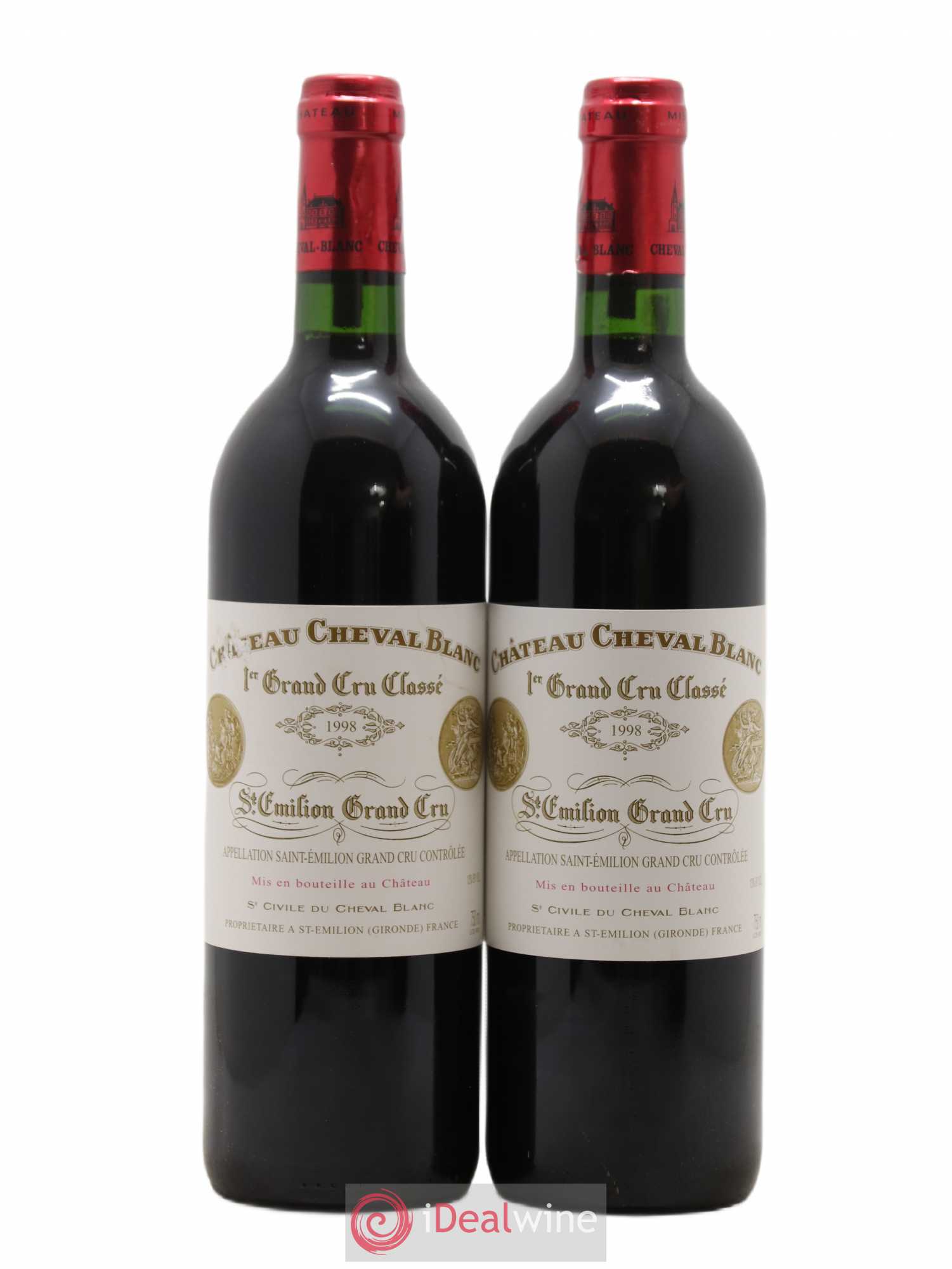 Château Cheval Blanc 1er Grand Cru Classé A (sans prix de réserve) 1998 - Lot de 2 bouteilles - 0
