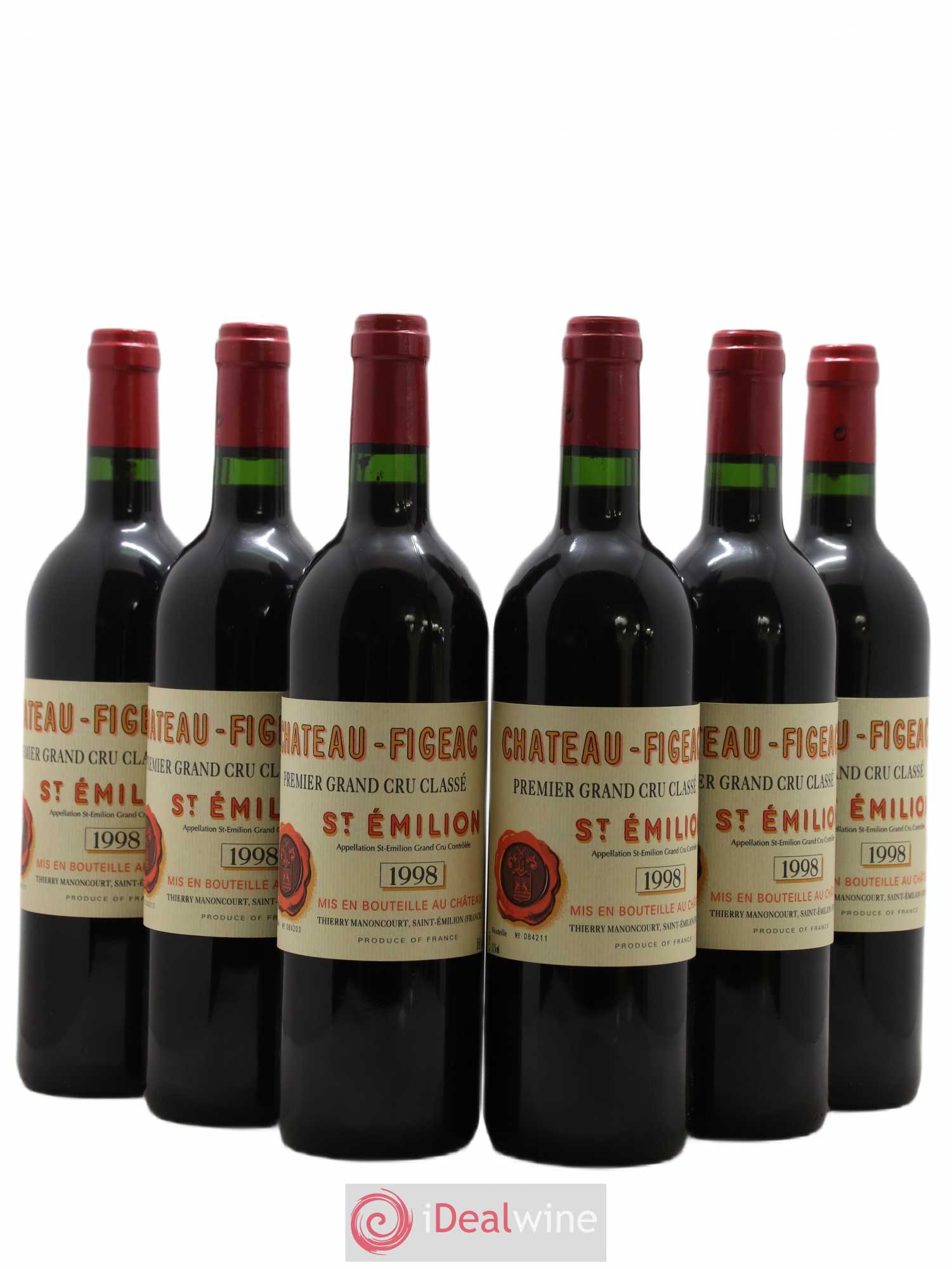 Château Figeac 1er Grand Cru Classé A 1998 - Lot de 6 bouteilles - 0