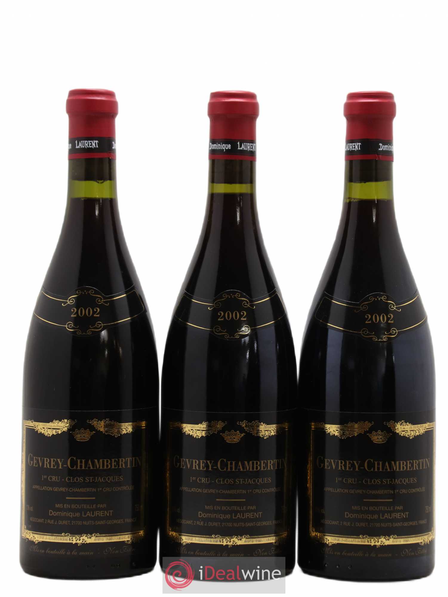 Gevrey-Chambertin 1er Cru Clos Saint Jacques Dominique Laurent 2002 - Lot de 3 bouteilles - 0