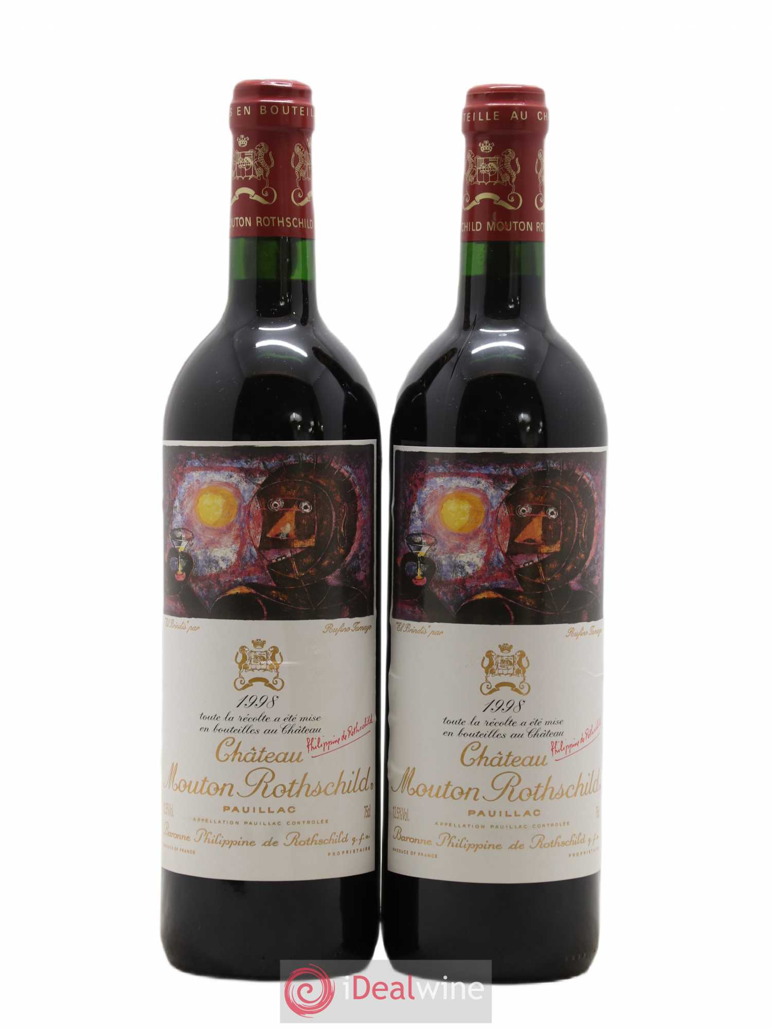 Château Mouton Rothschild 1er Grand Cru Classé 1998 - Lot de 2 bouteilles - 0