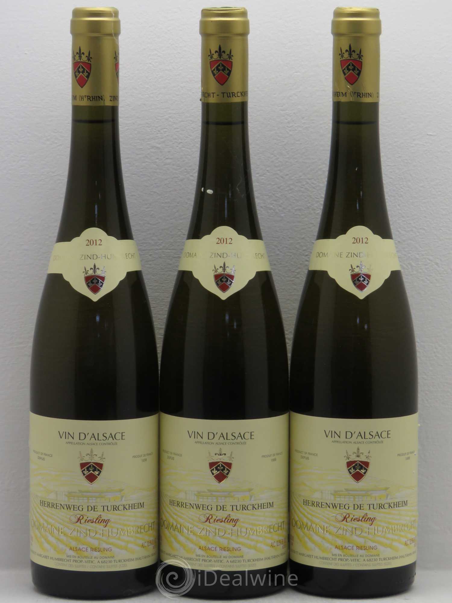 Alsace Riesling Herrenweg de Turckheim Zind-Humbrecht (Domaine) 2012 - Lot de 3 bouteilles - 0