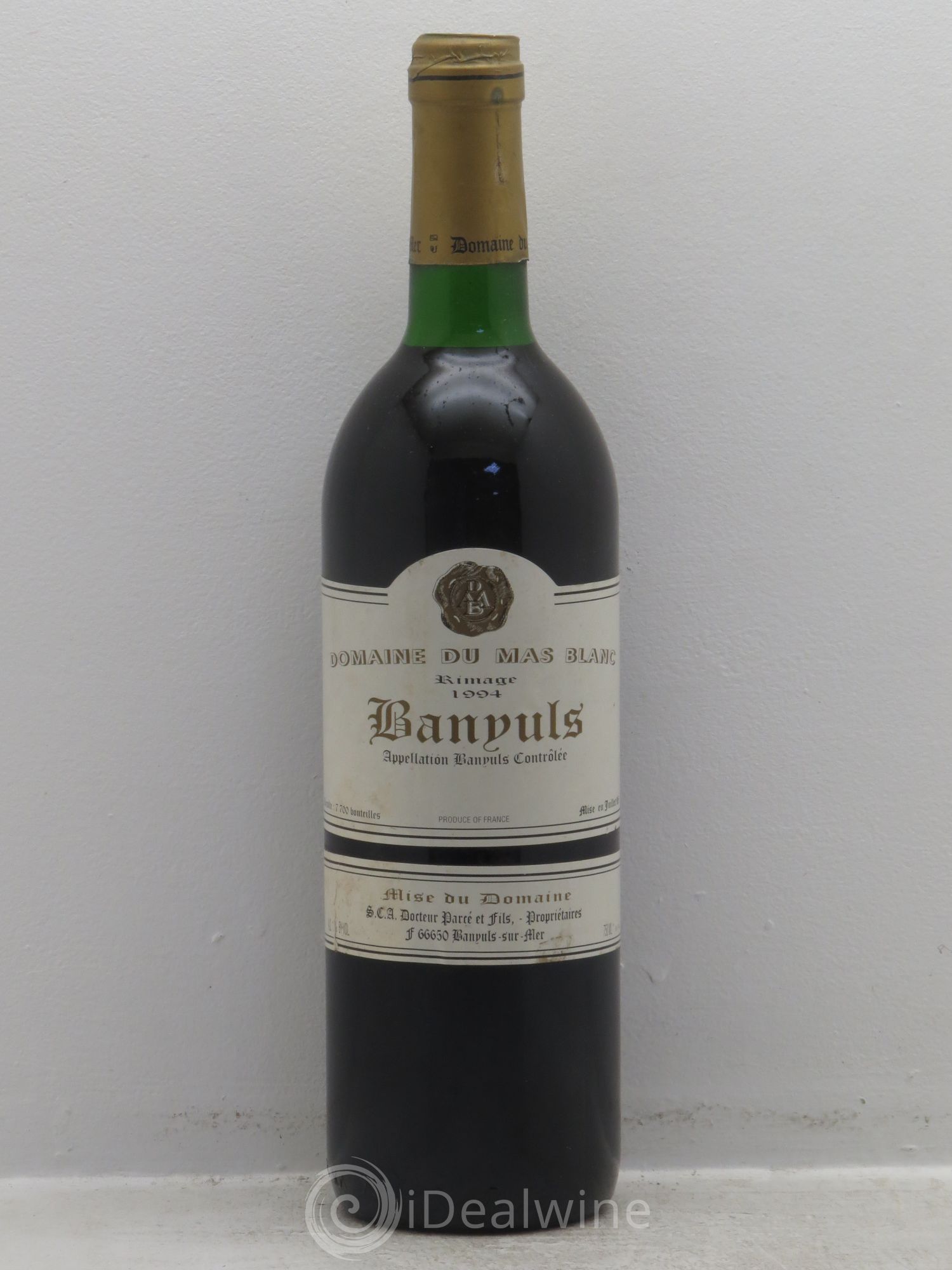 Banyuls Rimage Mas Blanc 1994 - Lot de 1 bouteille - 0