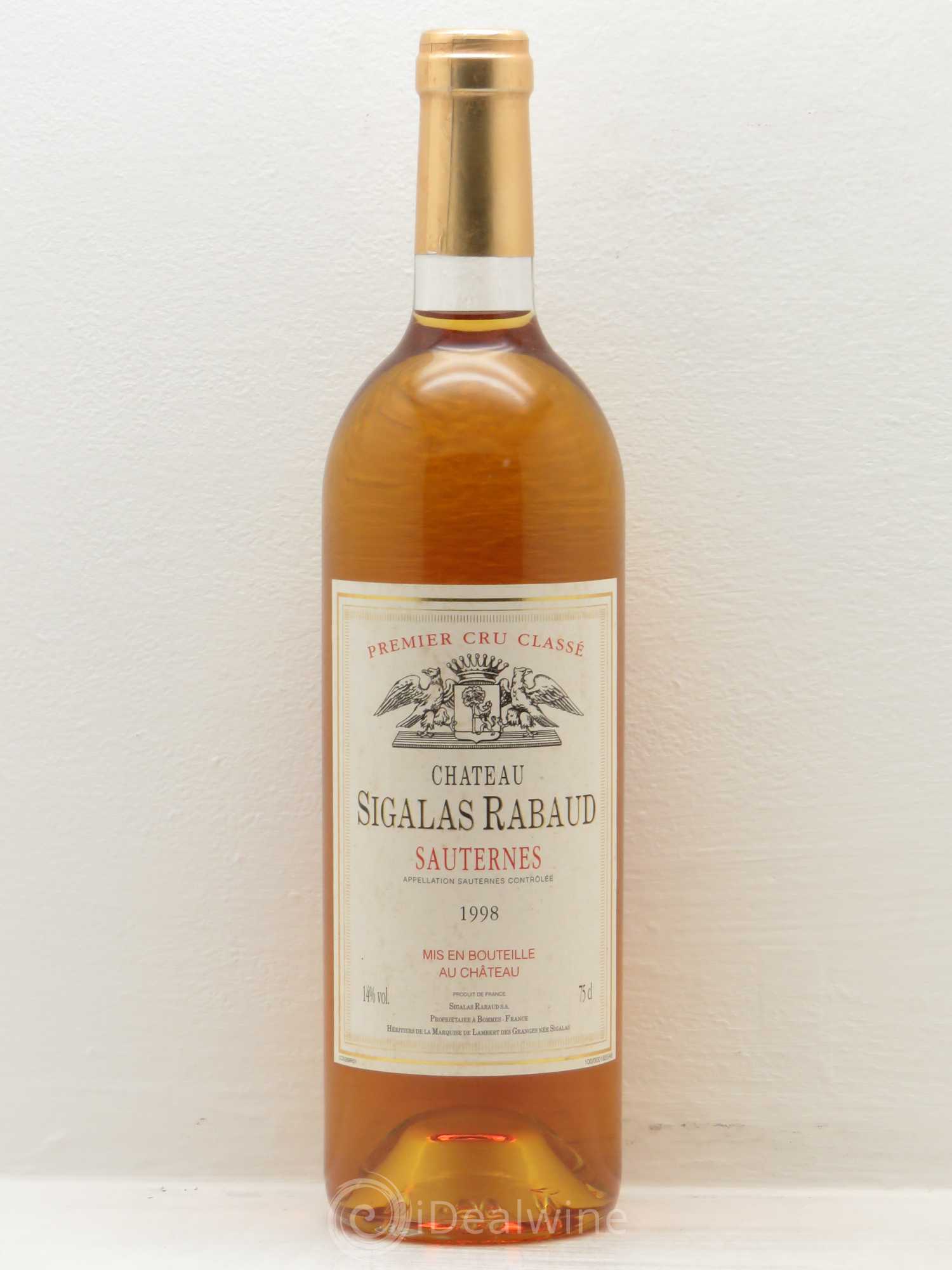 Château Sigalas Rabaud 1er Grand Cru Classé 1998 - Lotto di 6 bottiglie - 0