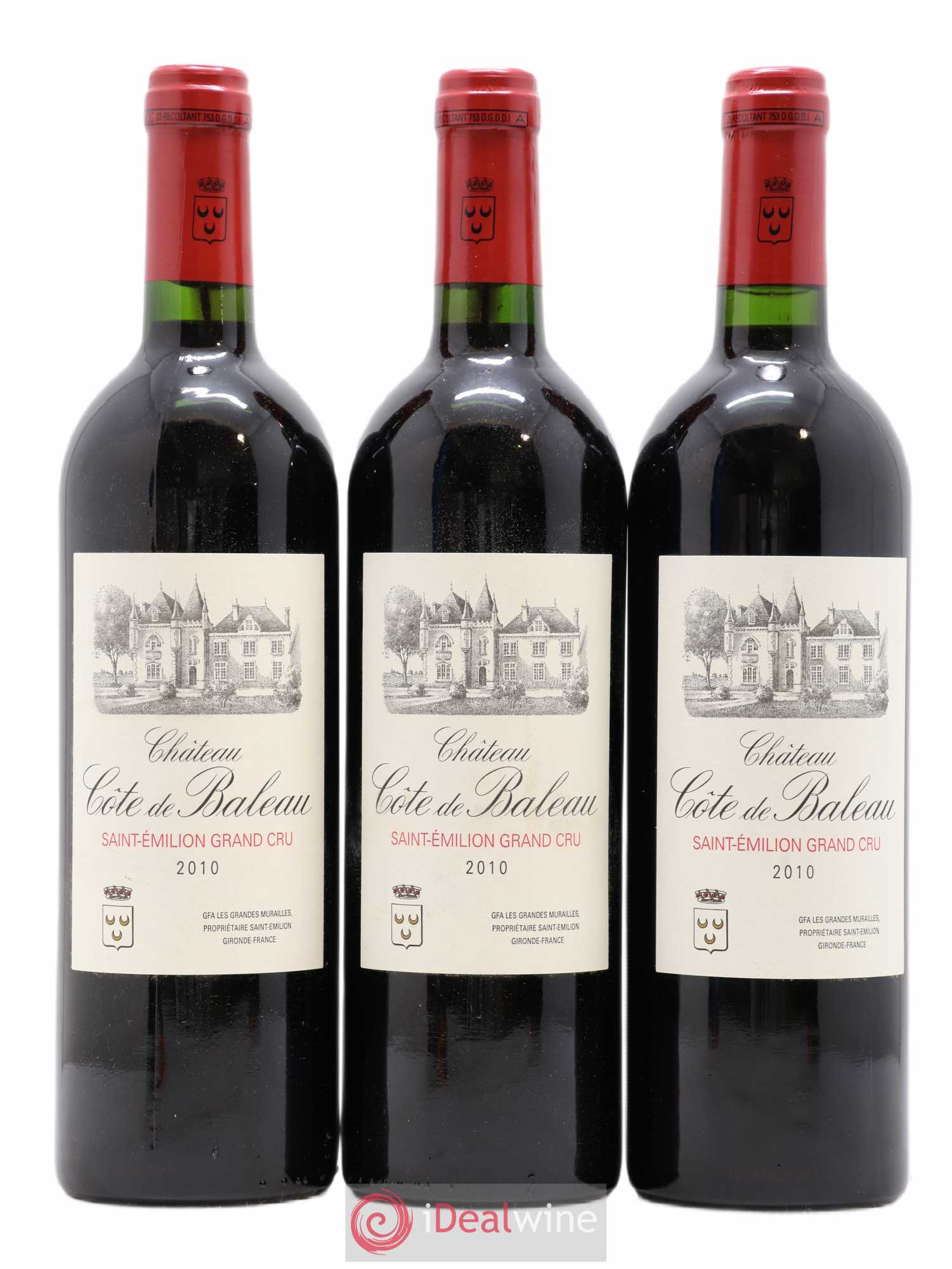 Château Côte de Baleau Grand Cru Classé 2010 - Lot de 3 bouteilles - 0