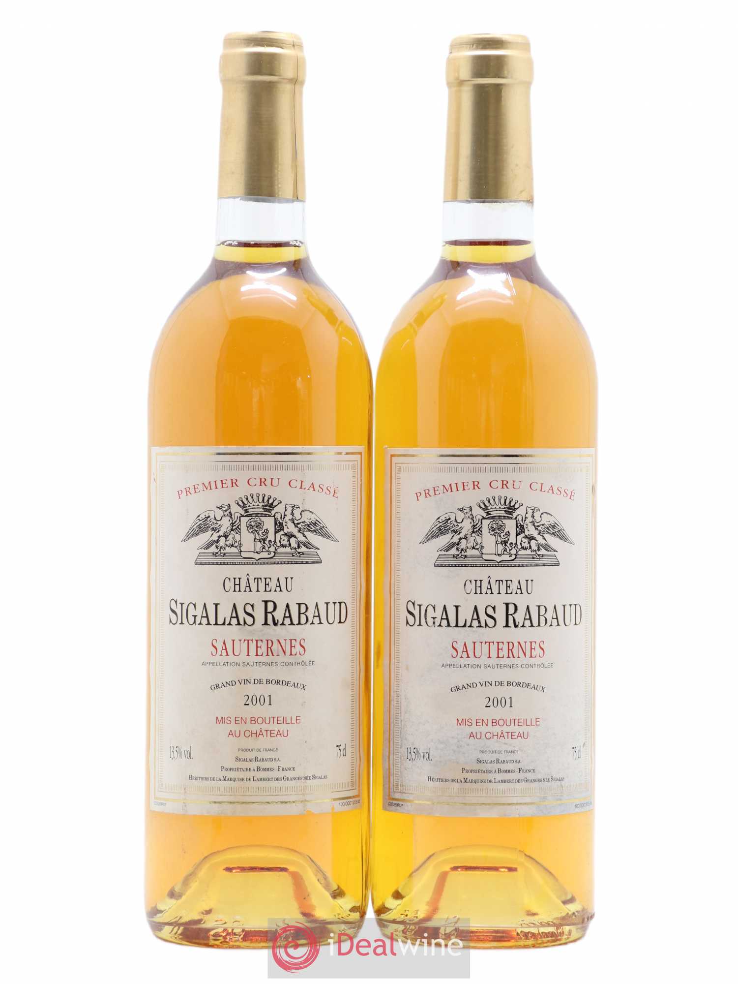 Château Sigalas Rabaud 1er Grand Cru Classé 2001 - Lotto di 2 bottiglie - 0