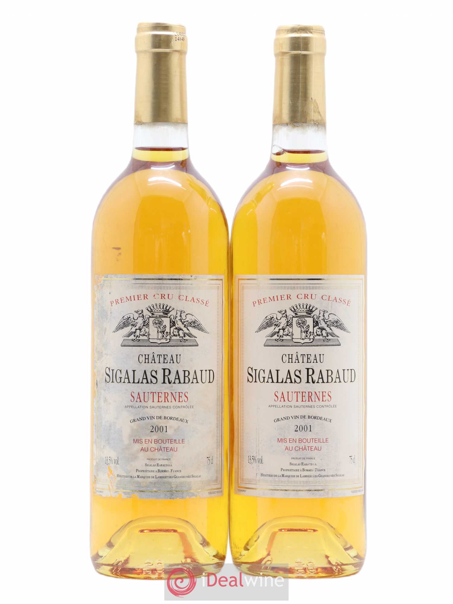 Château Sigalas Rabaud 1er Grand Cru Classé 2001 - Lotto di 2 bottiglie - 0