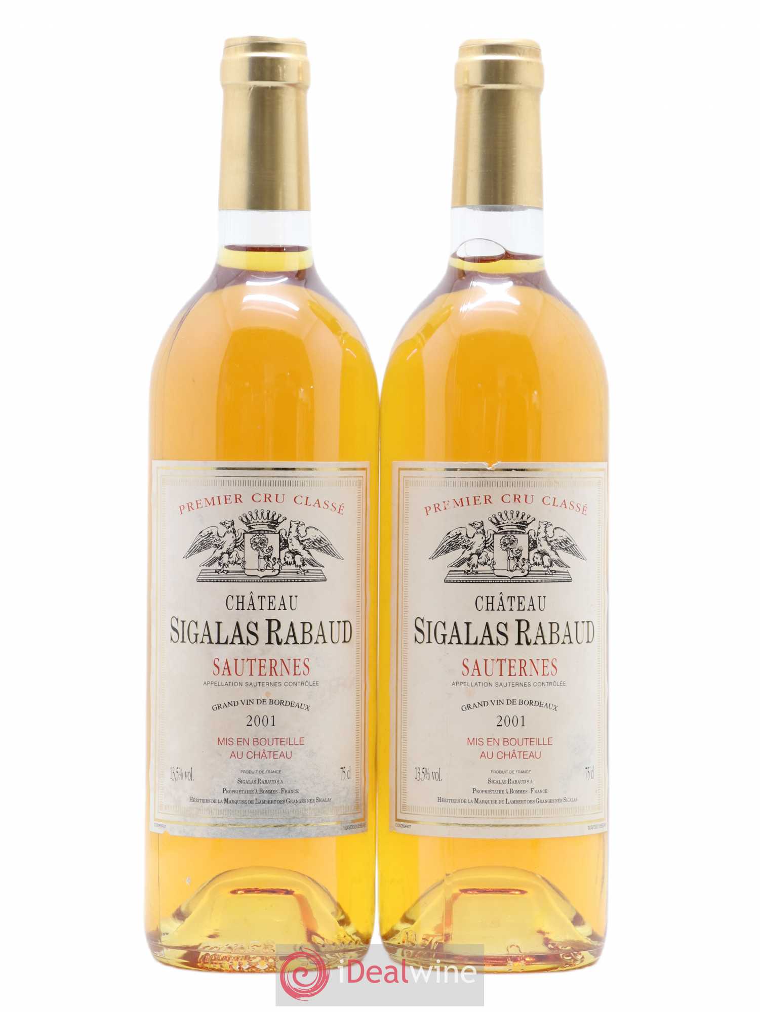 Château Sigalas Rabaud 1er Grand Cru Classé 2001 - Lotto di 2 bottiglie - 0