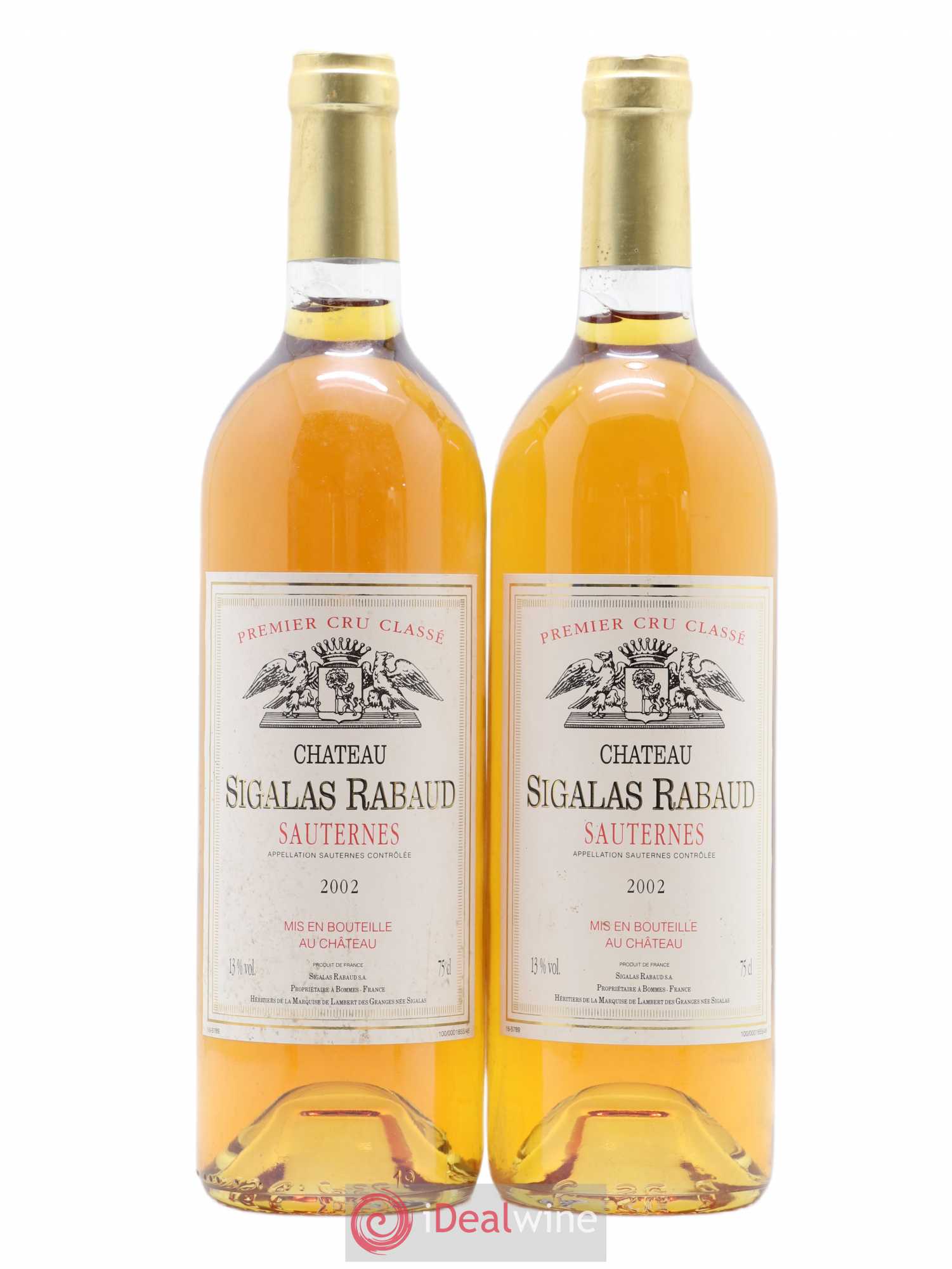 Château Sigalas Rabaud 1er Grand Cru Classé 2002 - Lotto di 2 bottiglie - 0