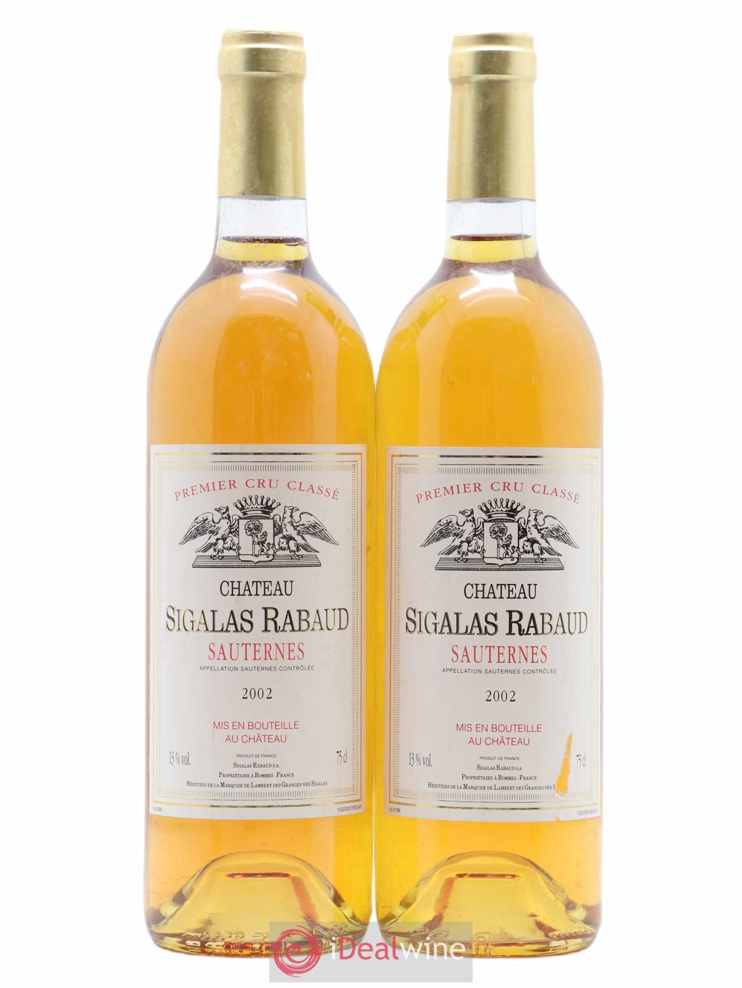 Château Sigalas Rabaud 1er Grand Cru Classé 2002 - Lotto di 2 bottiglie - 0