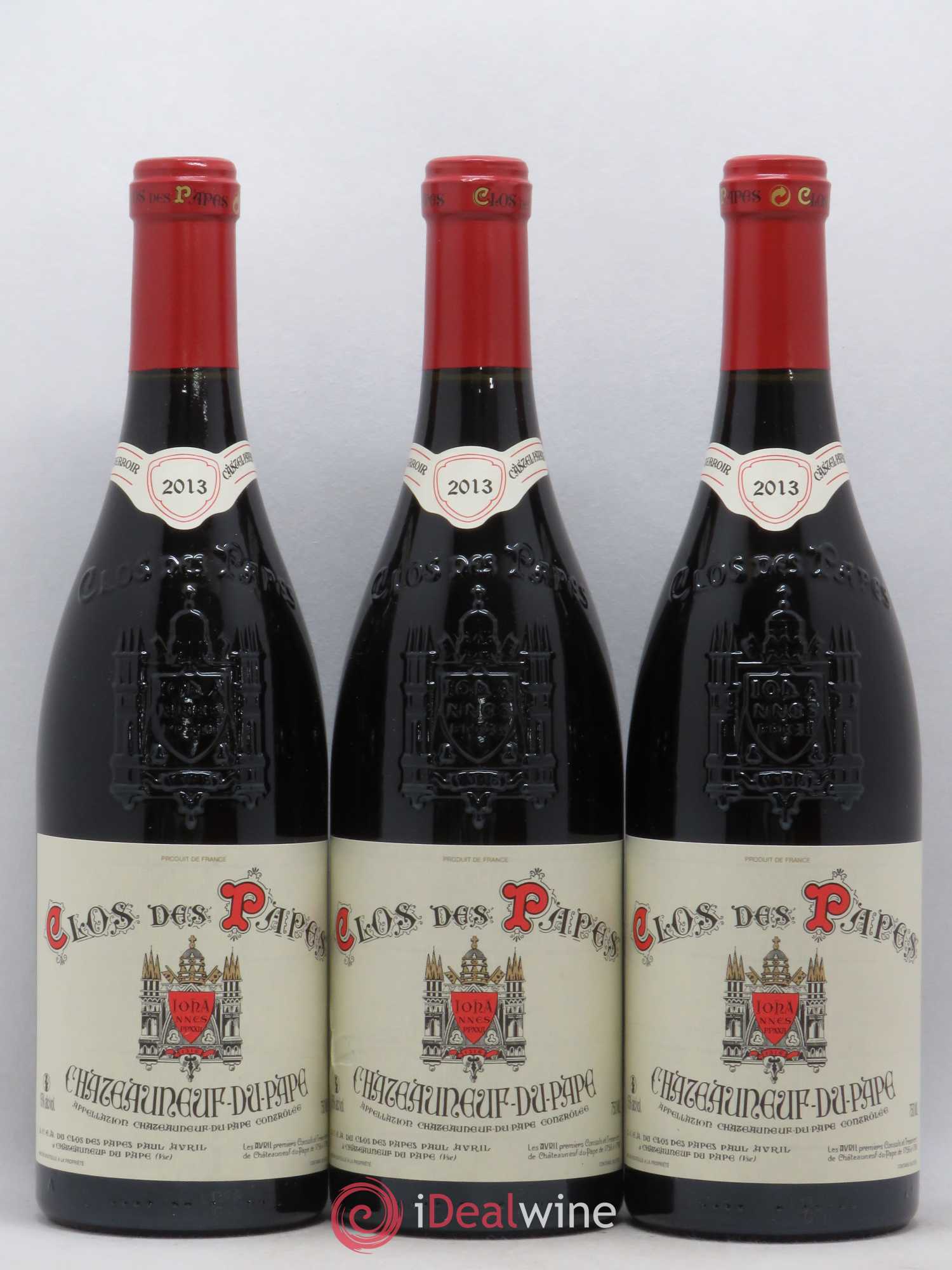 Châteauneuf-du-Pape Clos des Papes - Paul Avril 2013 - Lot de 3 bouteilles - 0