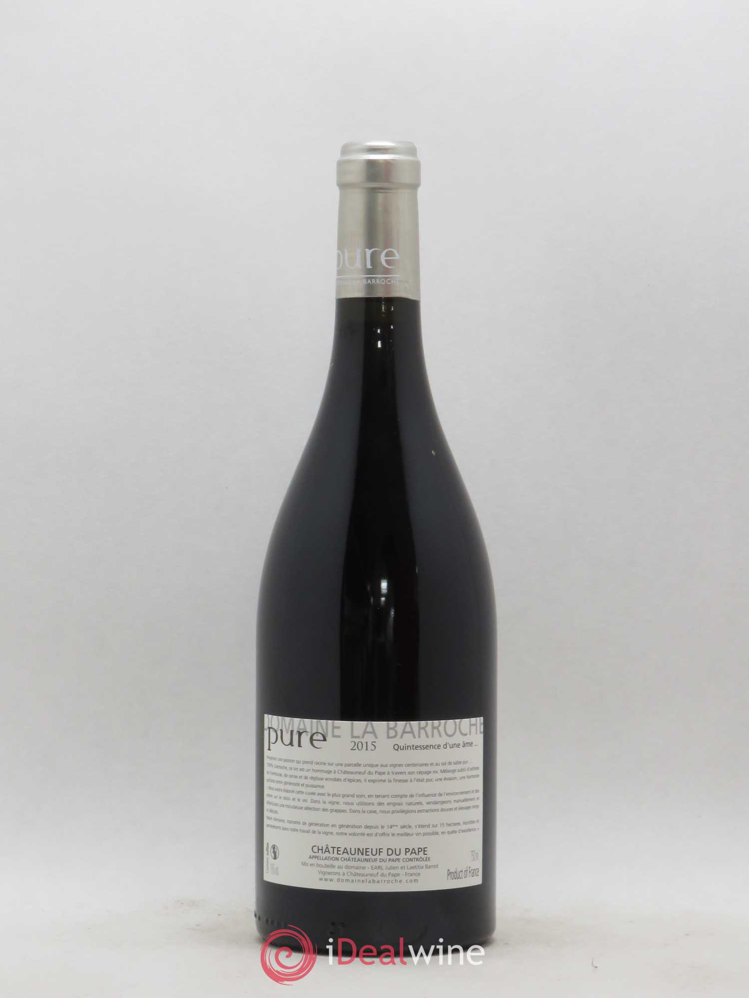 Châteauneuf-du-Pape Cuvée Pure Domaine La Barroche 2015 - Lot de 1 bouteille - 1