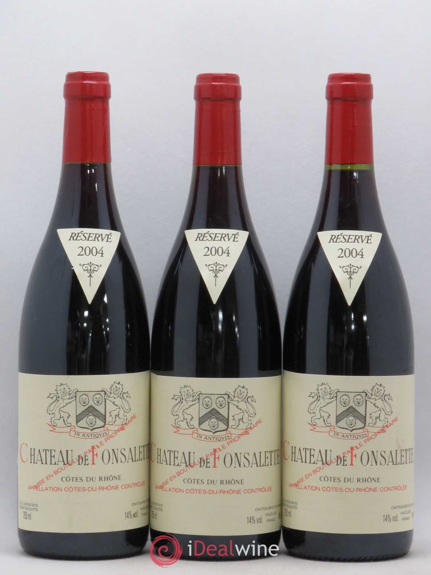 Côtes-du-Rhône Château de Fonsalette Emmanuel Reynaud 2004 - Lot de 3 bouteilles - 0