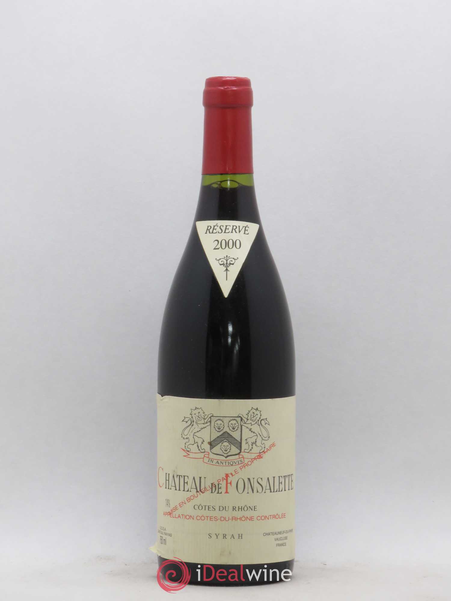 Côtes-du-Rhône Cuvée Syrah Château de Fonsalette 2000 - Lot de 1 bouteille - 0