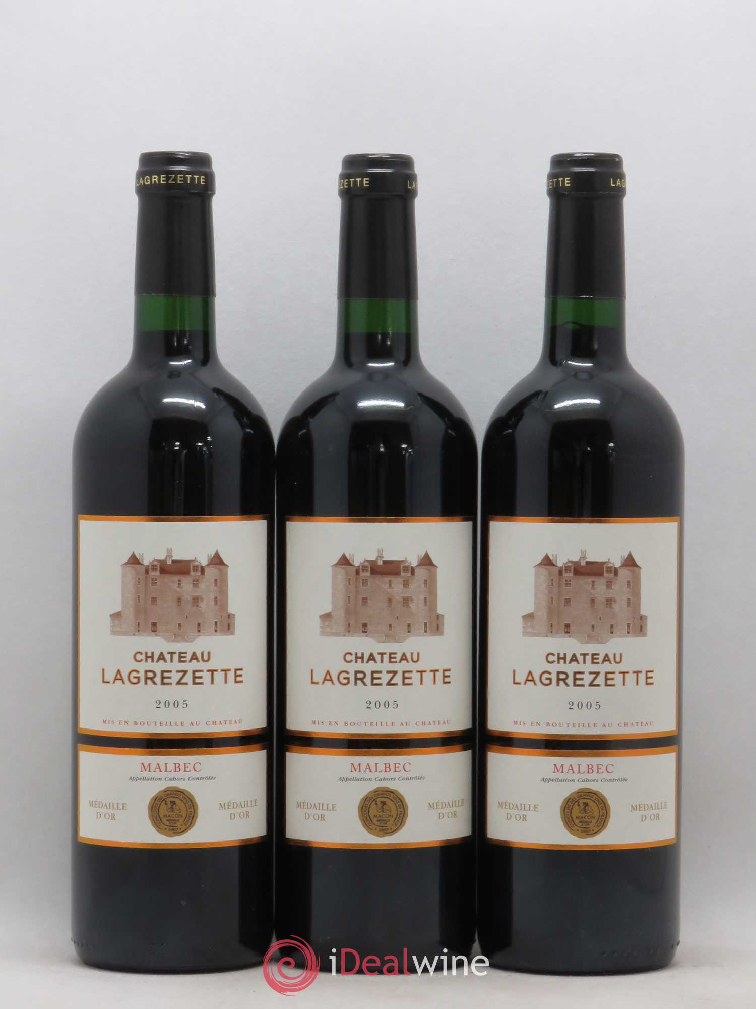 Cahors Château Lagrezette Alain Dominique Perrin 2005 - Lot de 3 bouteilles - 0