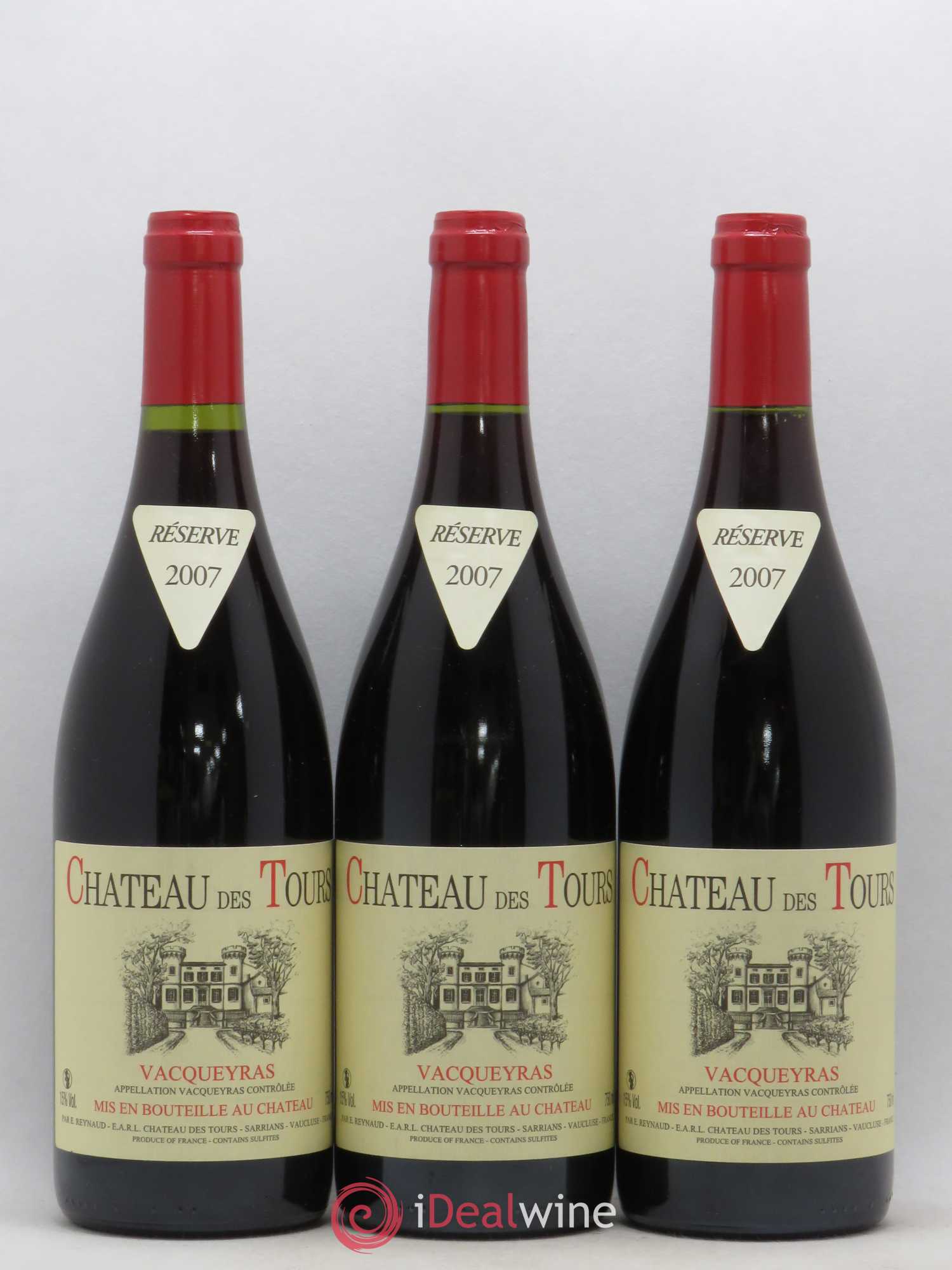 Vacqueyras Château des Tours Emmanuel Reynaud 2007 - Lot de 3 bouteilles - 0