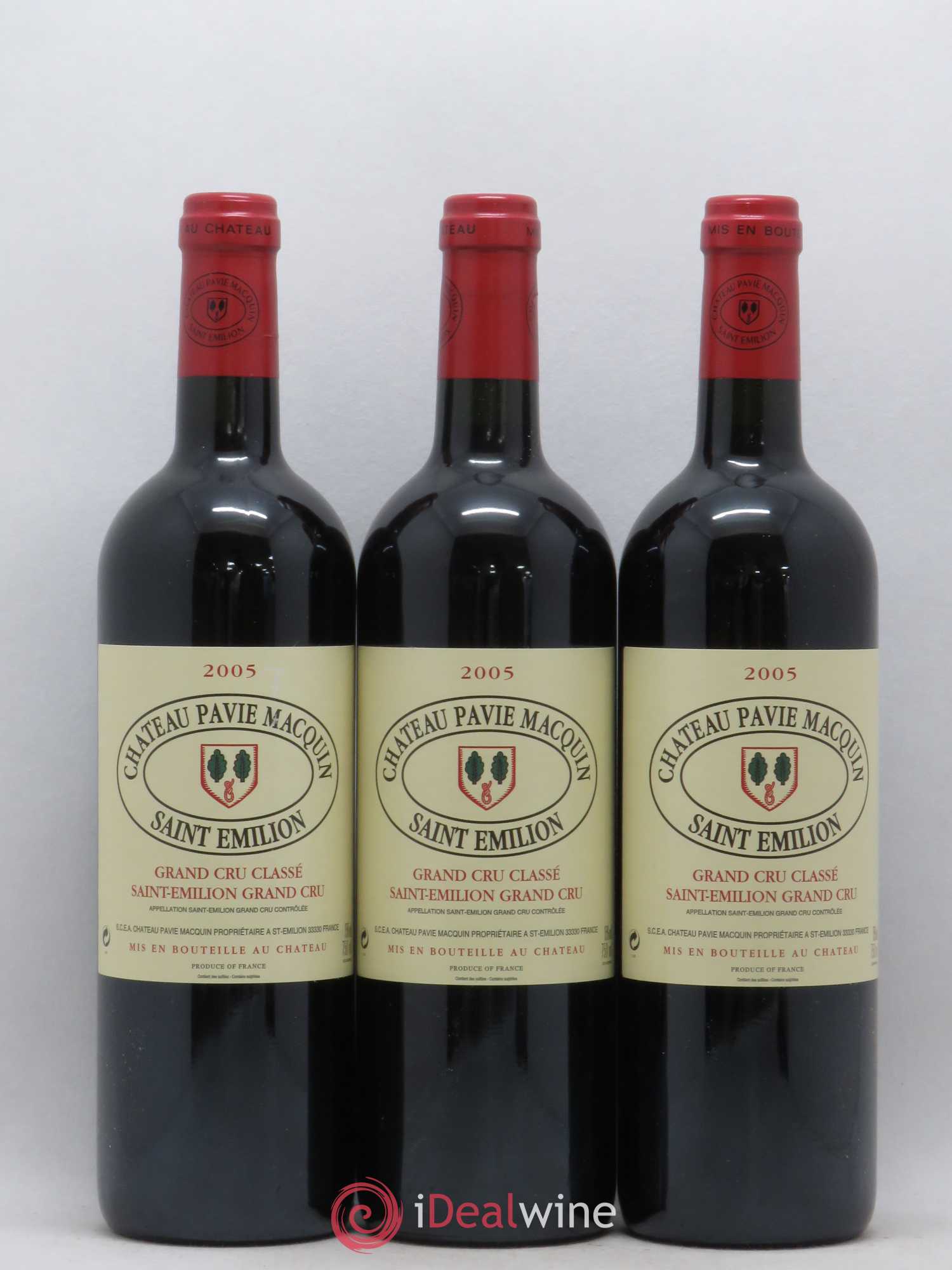 Château Pavie Macquin 1er Grand Cru Classé B 2005 - Lot de 3 bouteilles - 0
