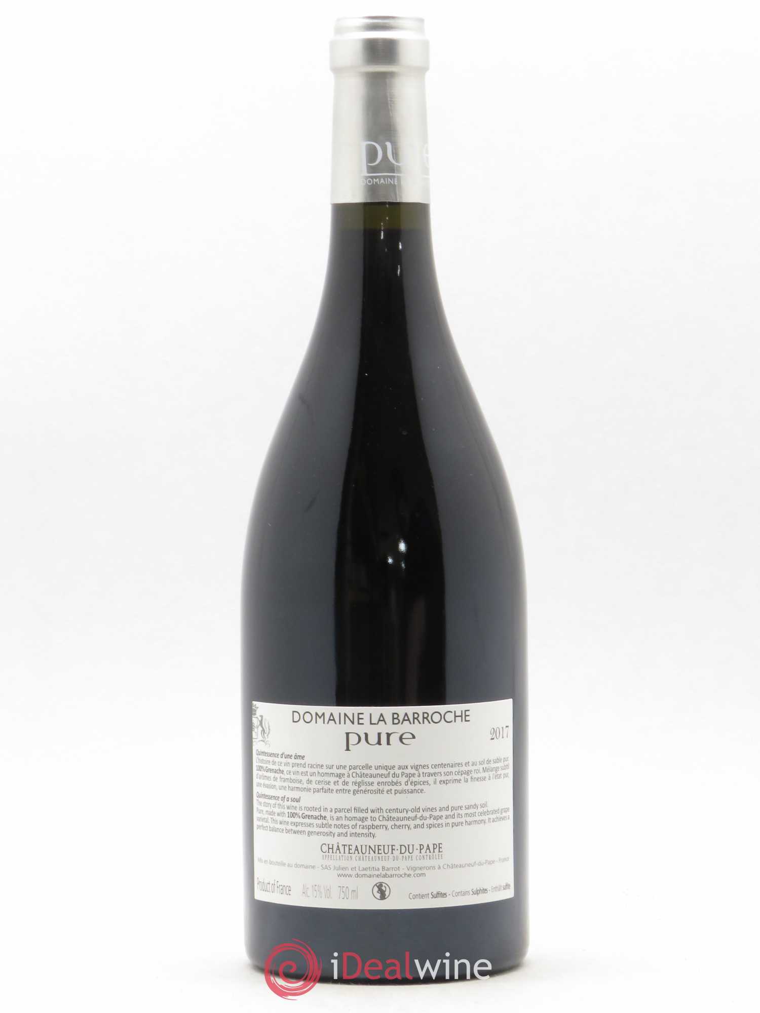 Châteauneuf-du-Pape Cuvée Pure Domaine La Barroche 2017 - Lot de 1 bouteille - 1