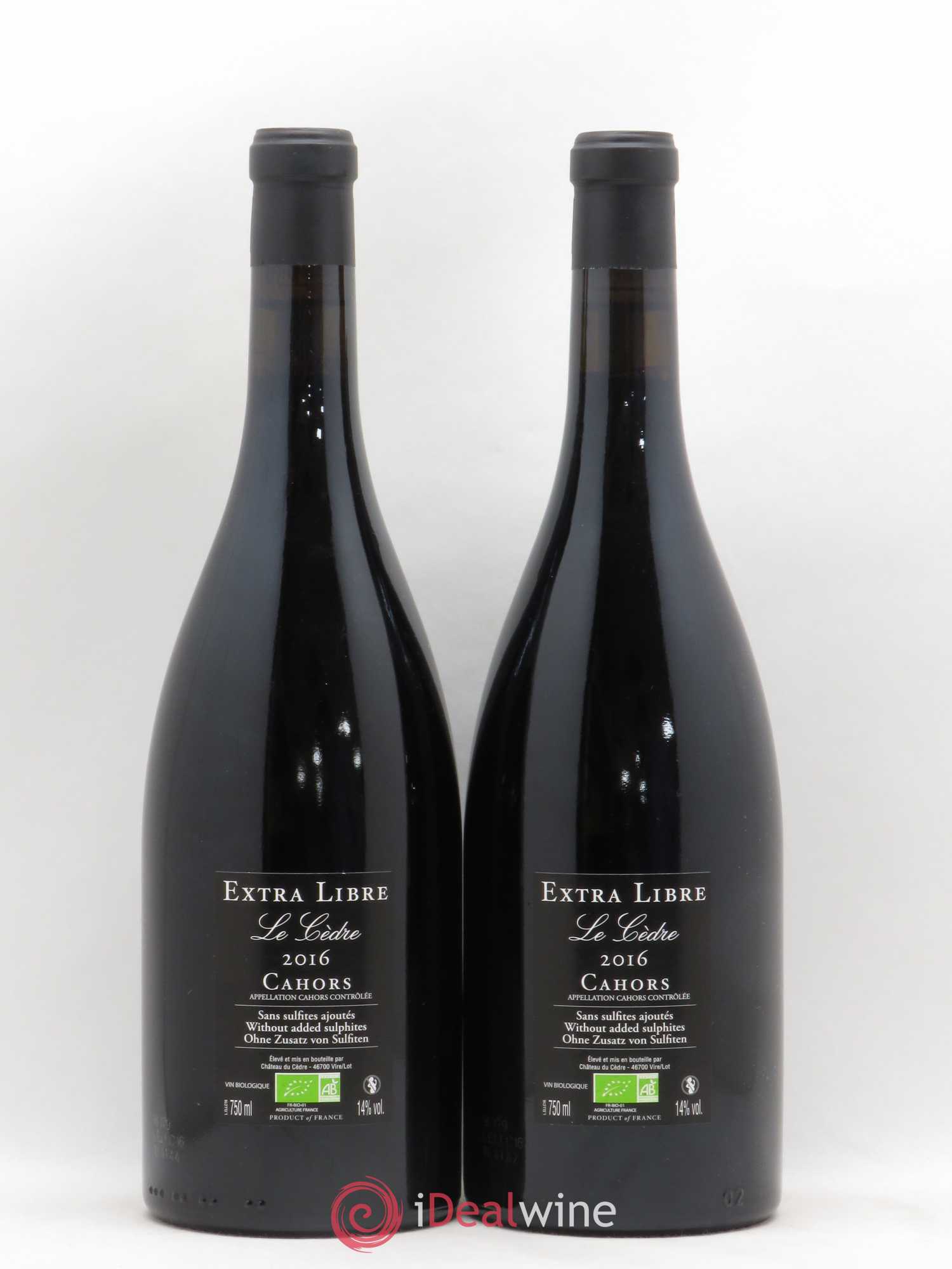 Cahors Château du Cèdre Extra Libre Le Cèdre Pascal et Jean-Marc Verhaeghe 2016 - Lot de 2 bouteilles - 1