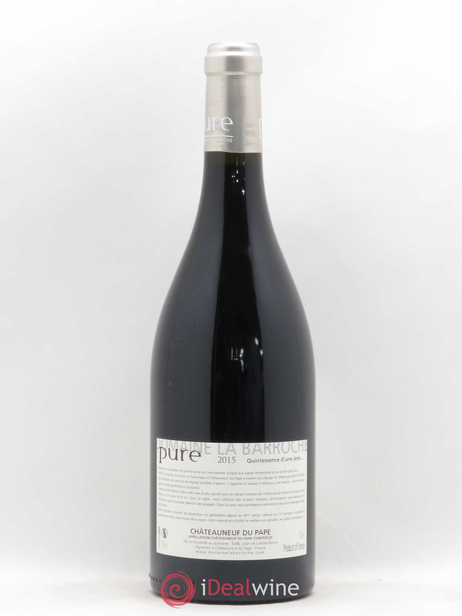 Châteauneuf-du-Pape Cuvée Pure Domaine La Barroche 2015 - Lot de 1 bouteille - 1