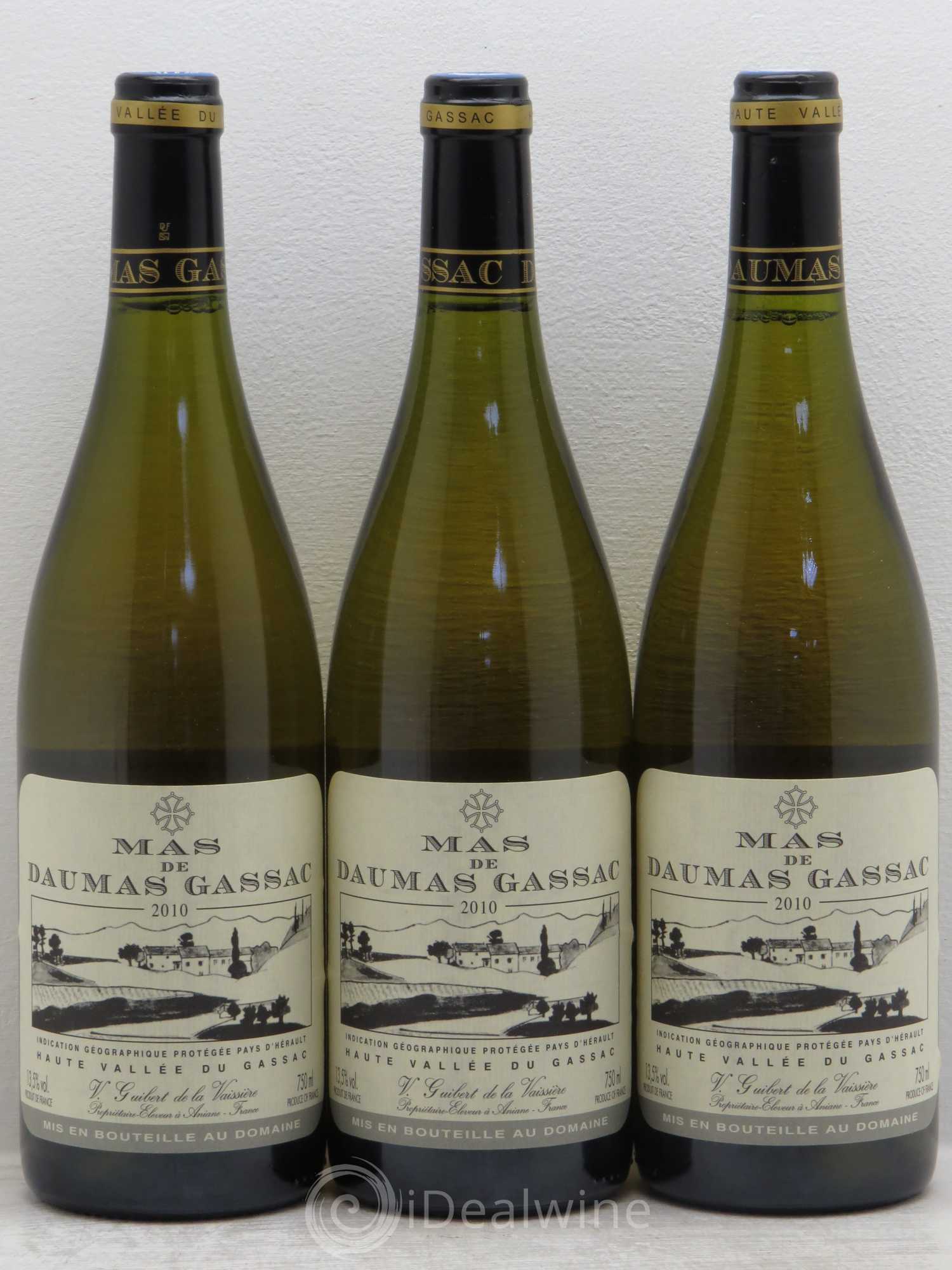Saint-Guilhem-le-Désert - Cité d'Aniane Mas Daumas Gassac Famille Guibert de La Vaissière 2010 - Lot de 3 bouteilles - 0