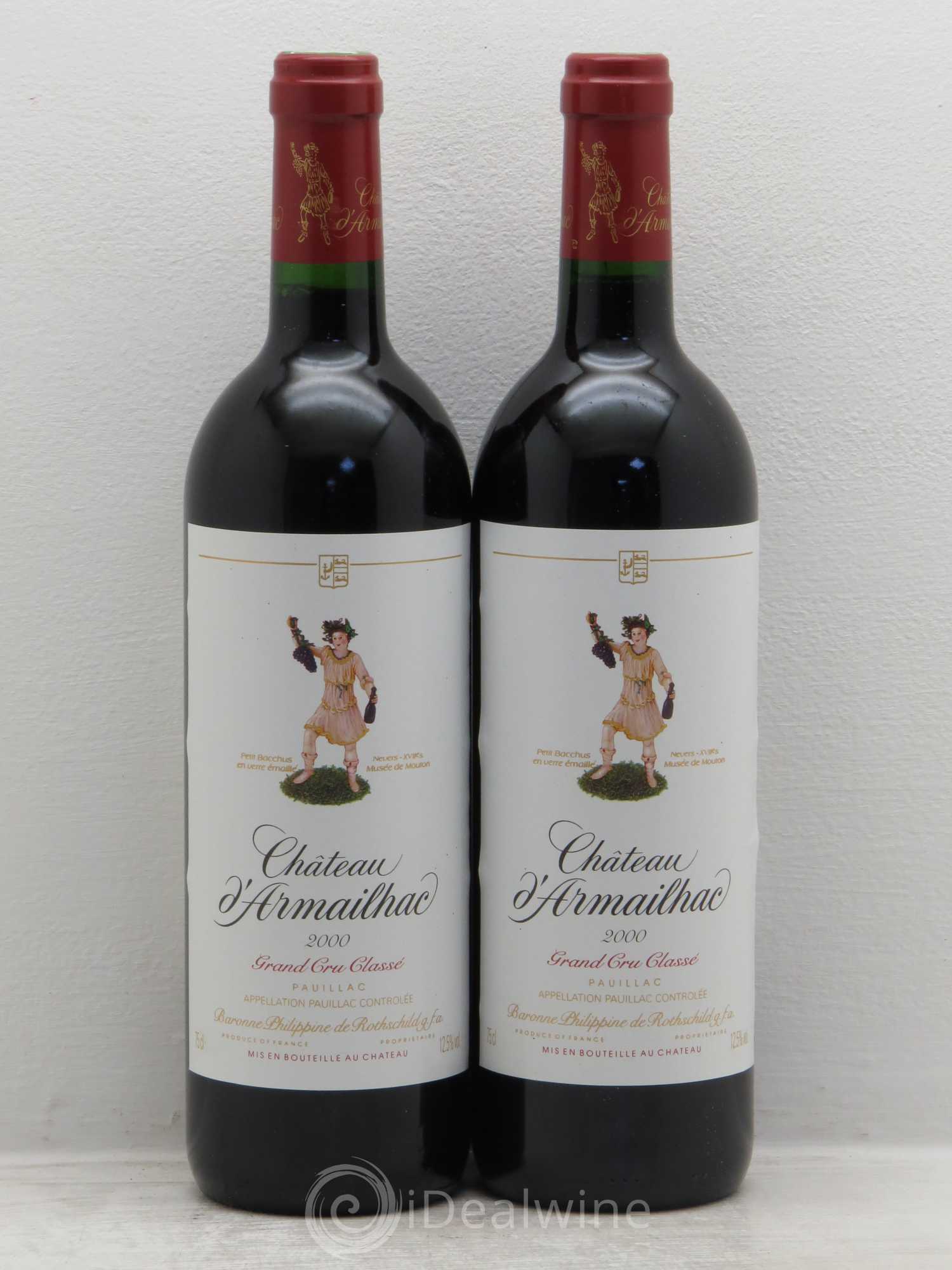 Château d' Armailhac - Mouton Baron(ne) Philippe 5ème Grand Cru Classé 2000 - Lot de 2 bouteilles - 0