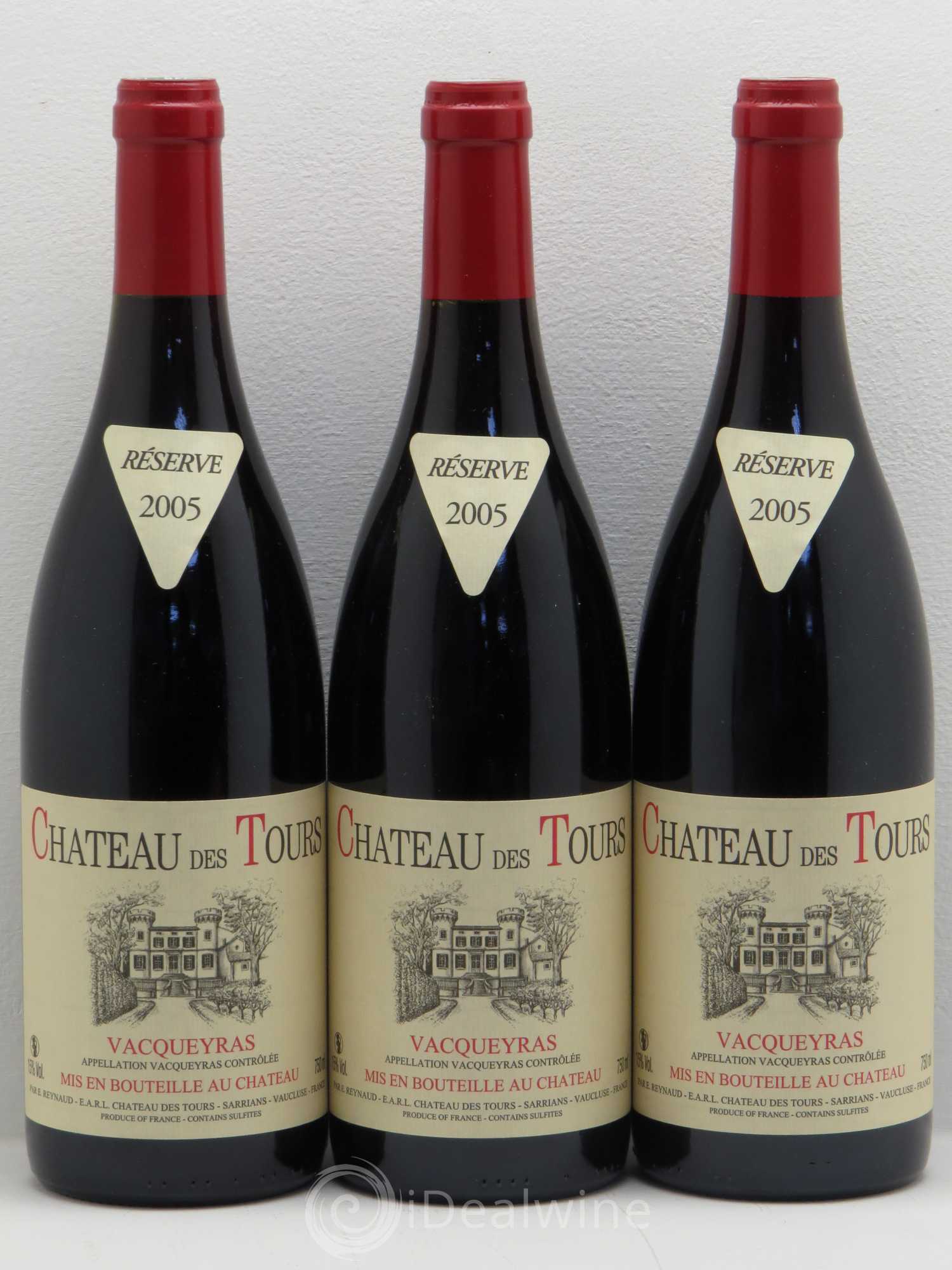 Vacqueyras Château des Tours Emmanuel Reynaud 2005 - Lot de 3 bouteilles - 0