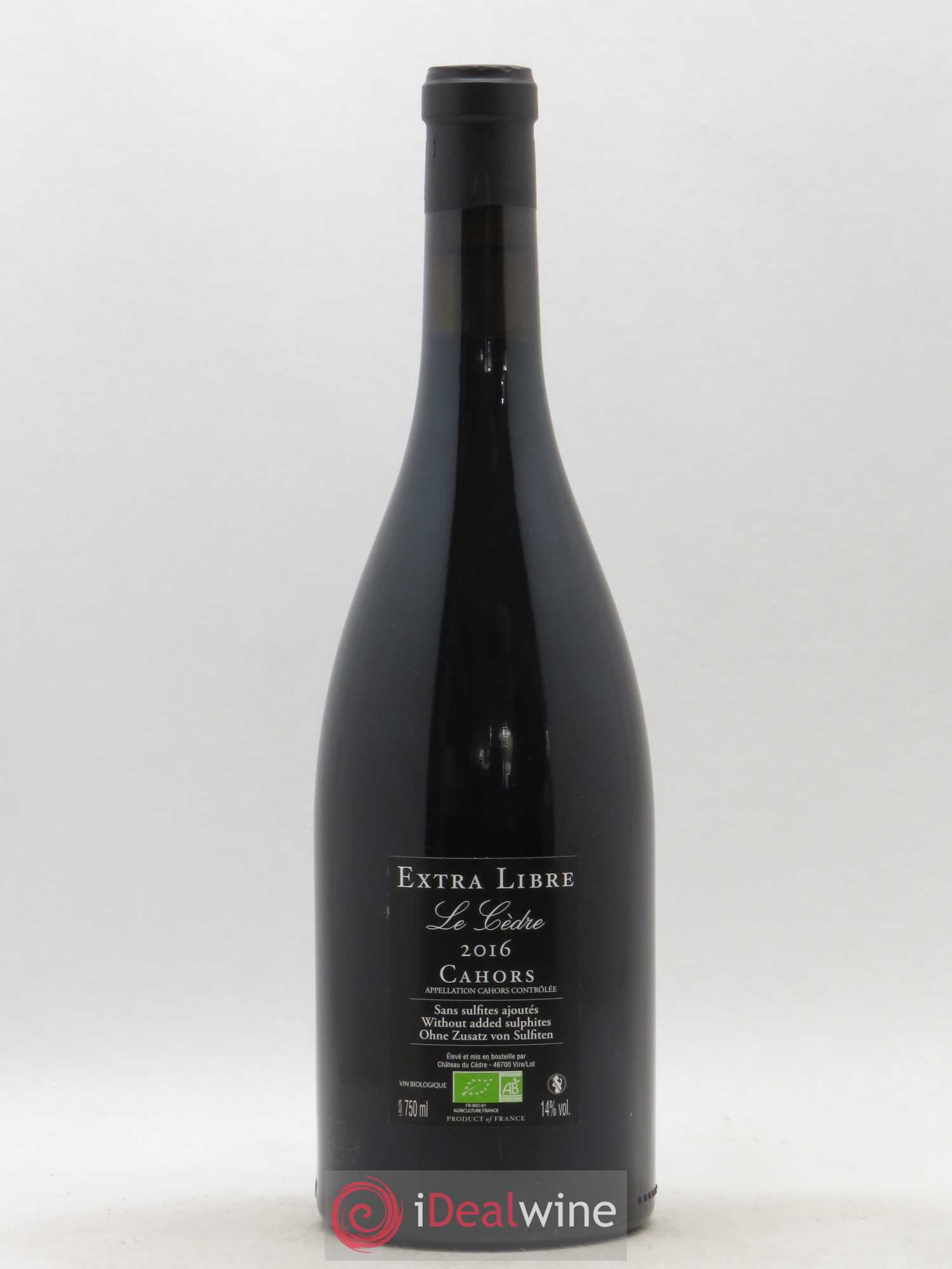 Cahors Château du Cèdre Extra Libre Le Cèdre Pascal et Jean-Marc Verhaeghe 2016 - Lot de 1 bouteille - 1