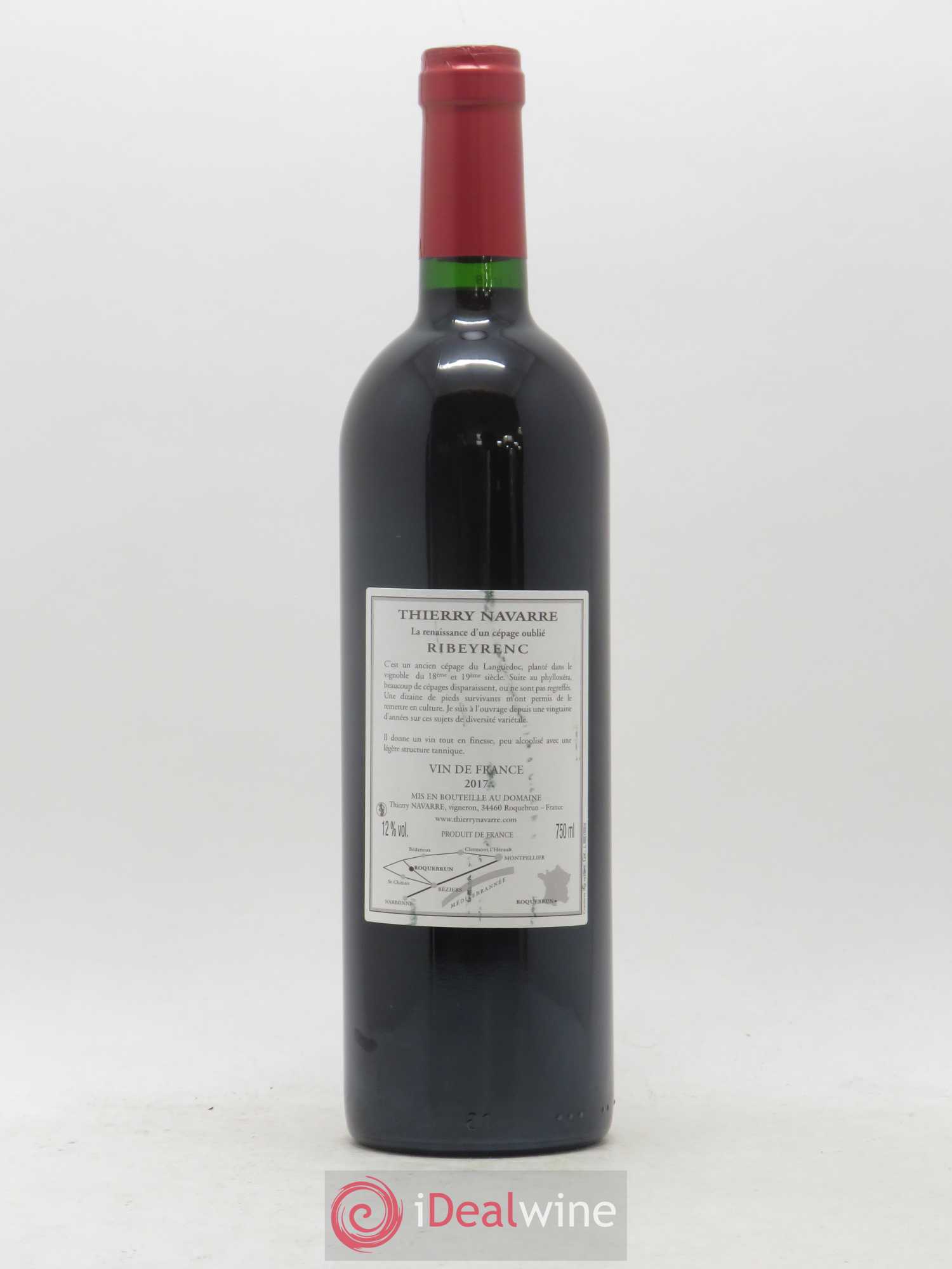 Vin de France Ribeyrenc Cépage Oublié du Languedoc Thierry Navarre 2017 - Lot de 1 bouteille - 1