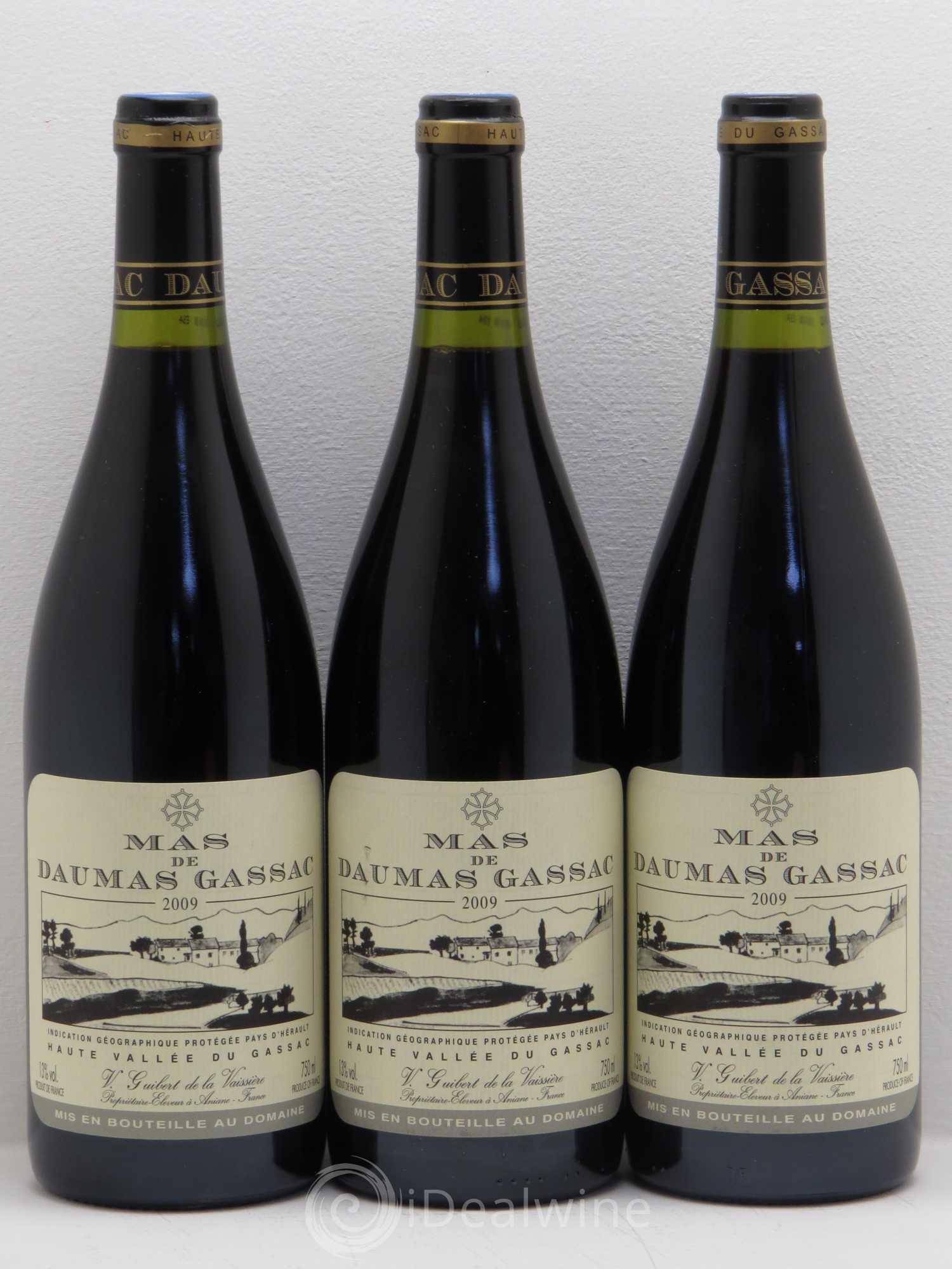 Saint-Guilhem-le-Désert - Cité d'Aniane Mas Daumas Gassac Famille Guibert de La Vaissière 2009 - Lot de 3 bouteilles - 0
