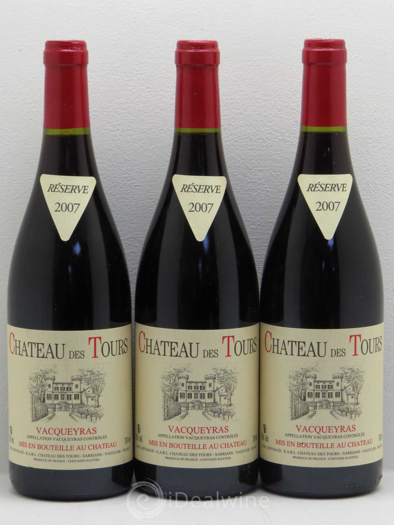 Vacqueyras Château des Tours Emmanuel Reynaud 2007 - Lot de 3 bouteilles - 0