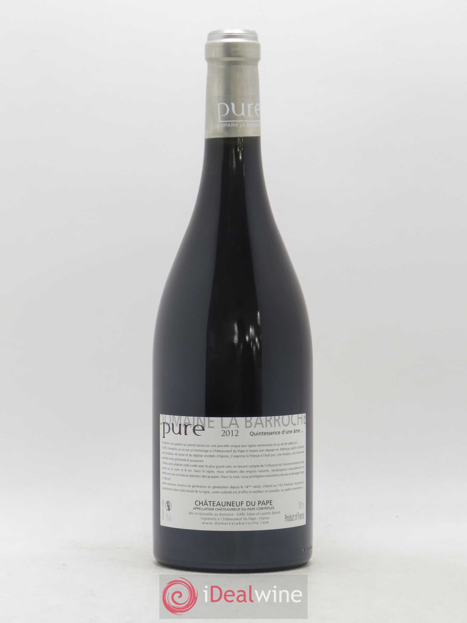 Châteauneuf-du-Pape Cuvée Pure Domaine La Barroche 2012 - Lot de 1 bouteille - 1