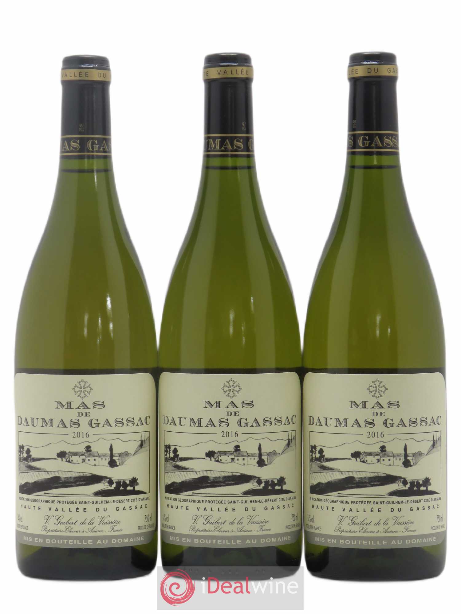 Saint-Guilhem-le-Désert - Cité d'Aniane Mas Daumas Gassac Famille Guibert de La Vaissière 2016 - Lot de 3 bouteilles - 0
