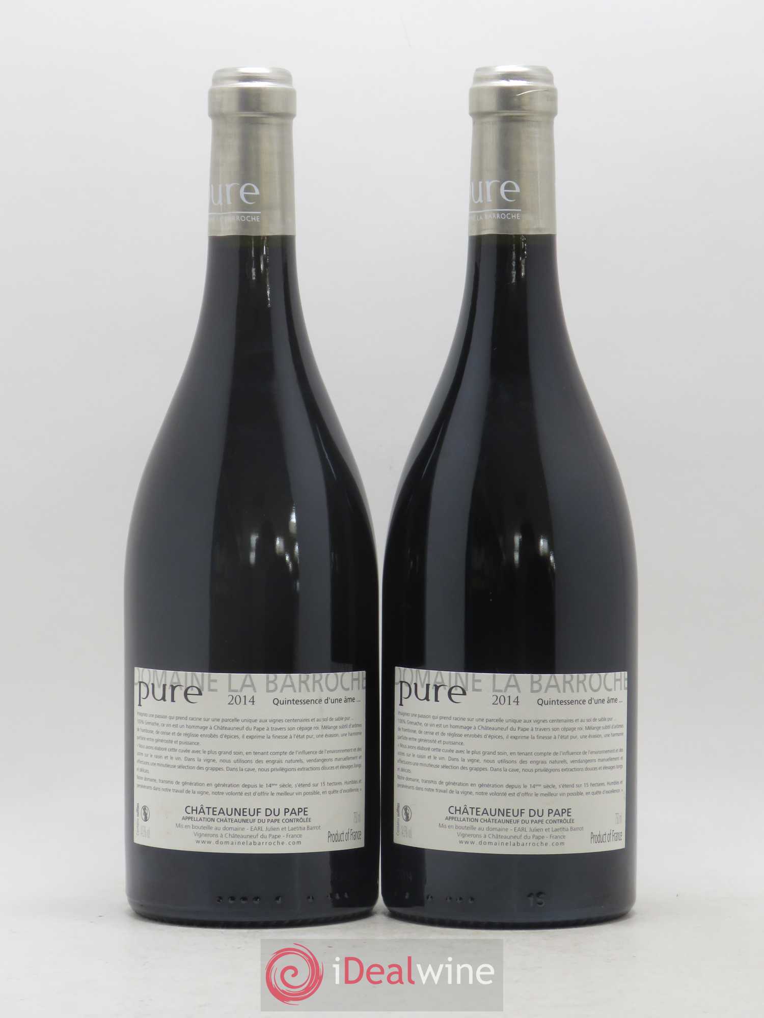 Châteauneuf-du-Pape Cuvée Pure Domaine La Barroche 2014 - Lot de 2 bouteilles - 1