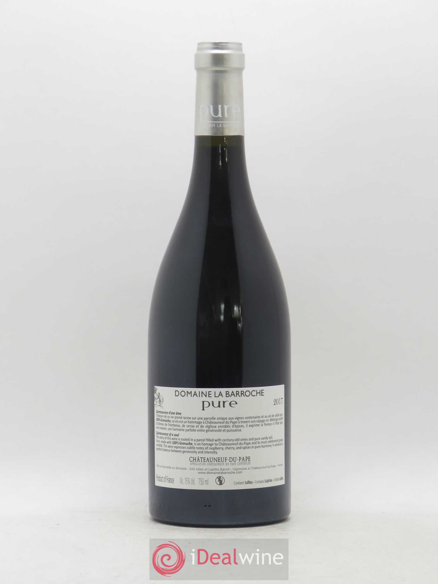 Châteauneuf-du-Pape Cuvée Pure Domaine La Barroche 2017 - Lot de 1 bouteille - 1