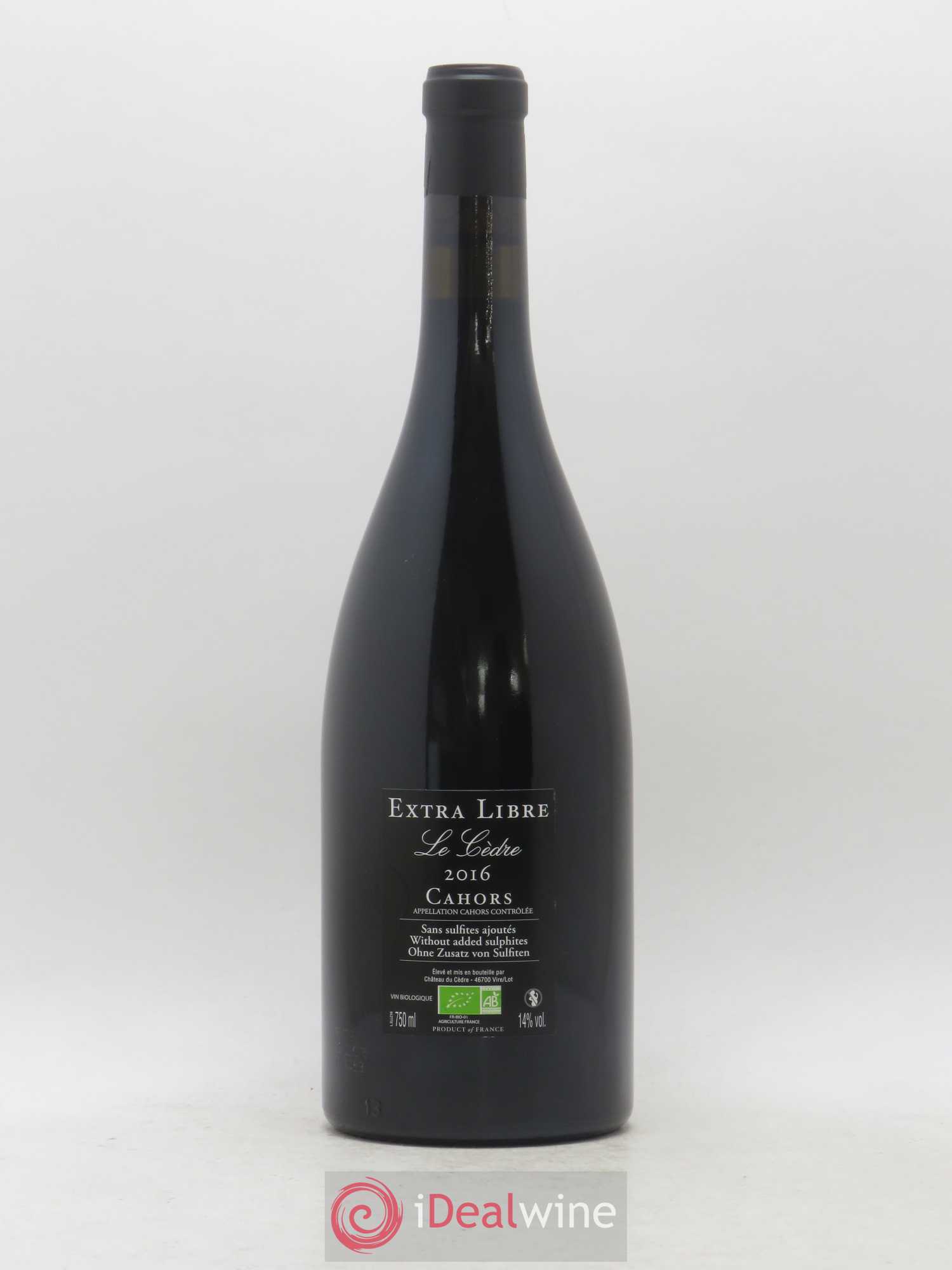 Cahors Château du Cèdre Extra Libre Le Cèdre Pascal et Jean-Marc Verhaeghe 2016 - Lot de 1 bouteille - 1