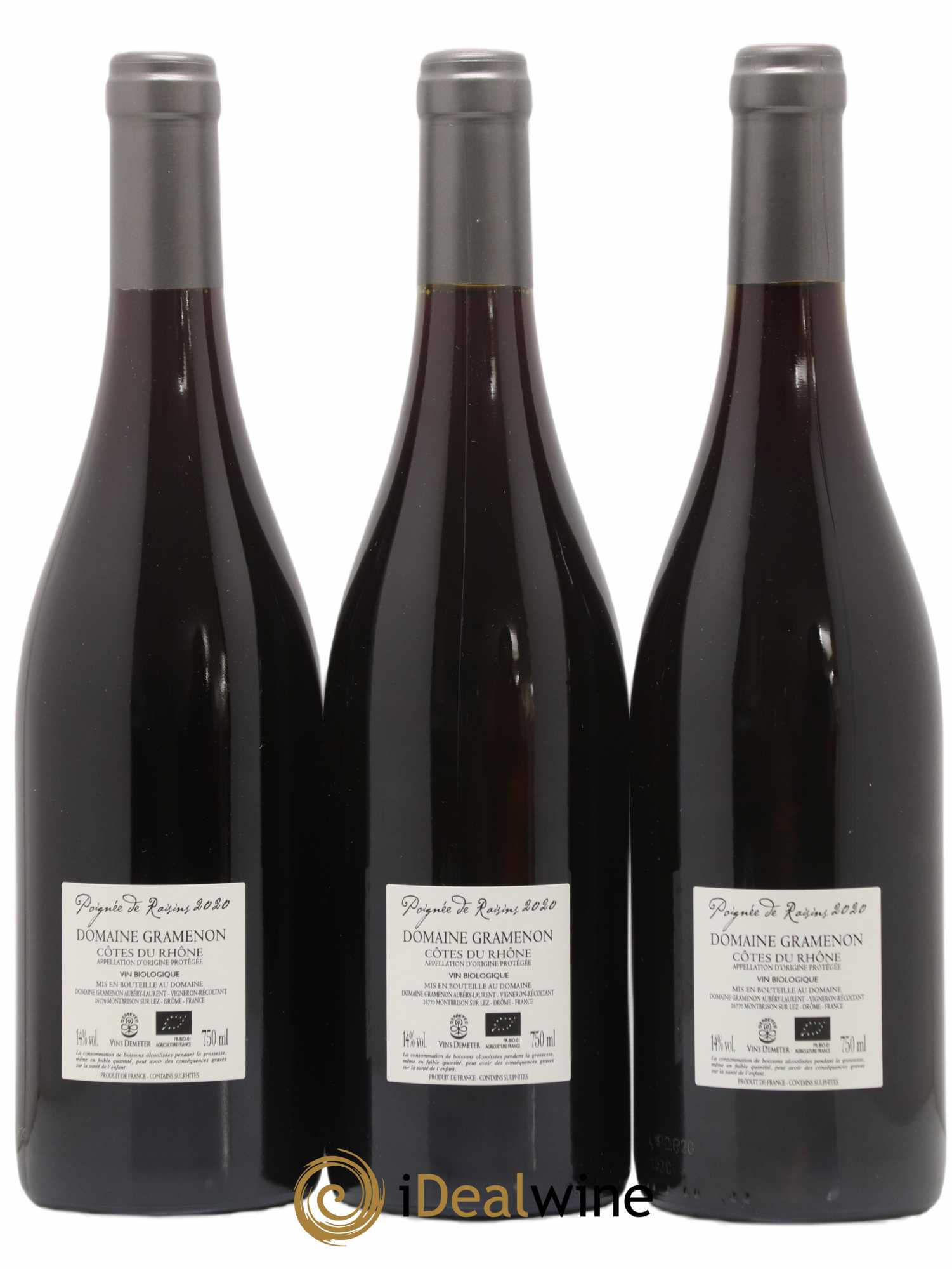 Côtes-du-Rhône Poignée de raisins Gramenon (Domaine) 2020 - Lot de 3 bouteilles - 1