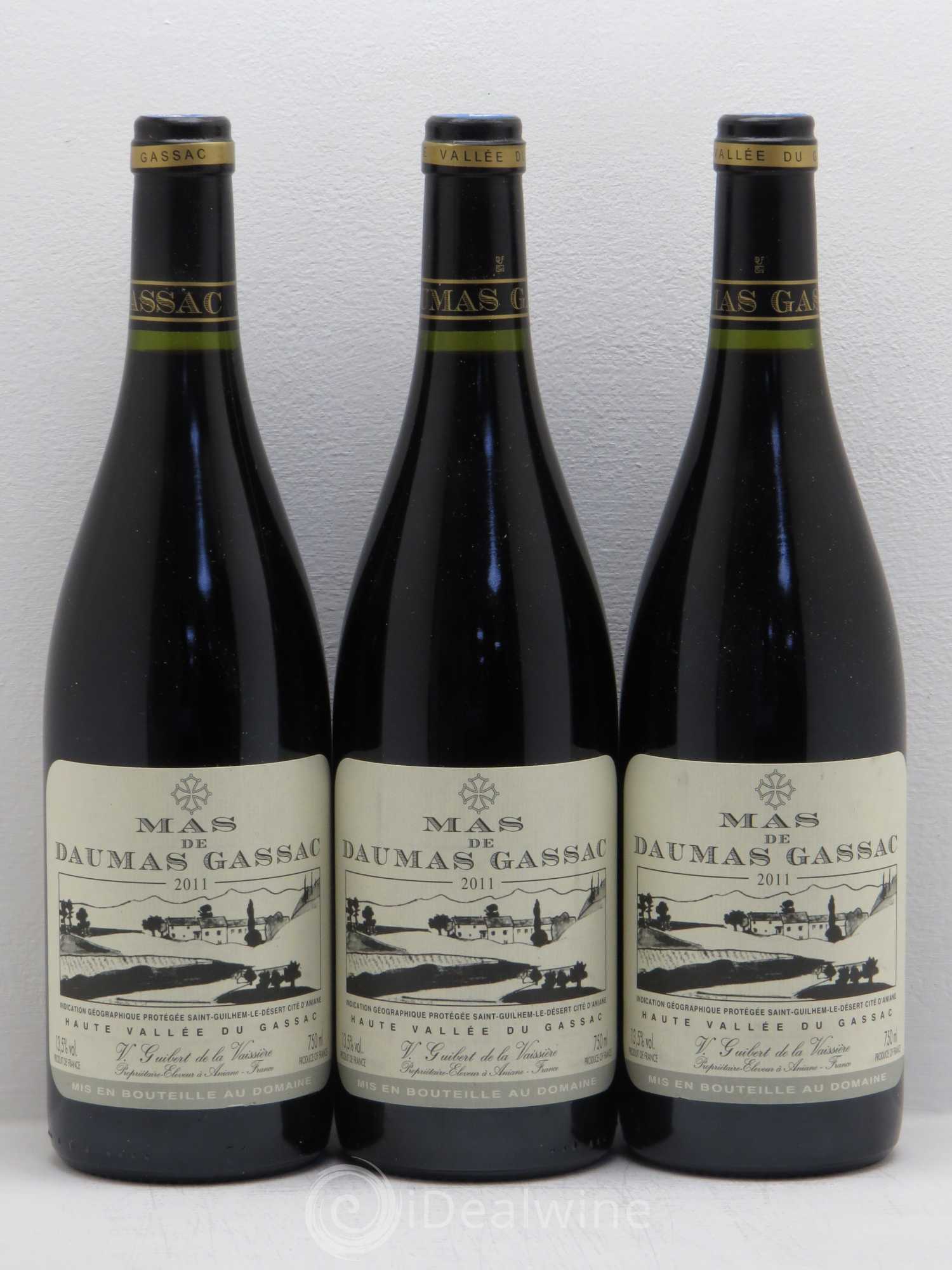 Saint-Guilhem-le-Désert - Cité d'Aniane Mas Daumas Gassac Famille Guibert de La Vaissière 2011 - Lot de 3 bouteilles - 0