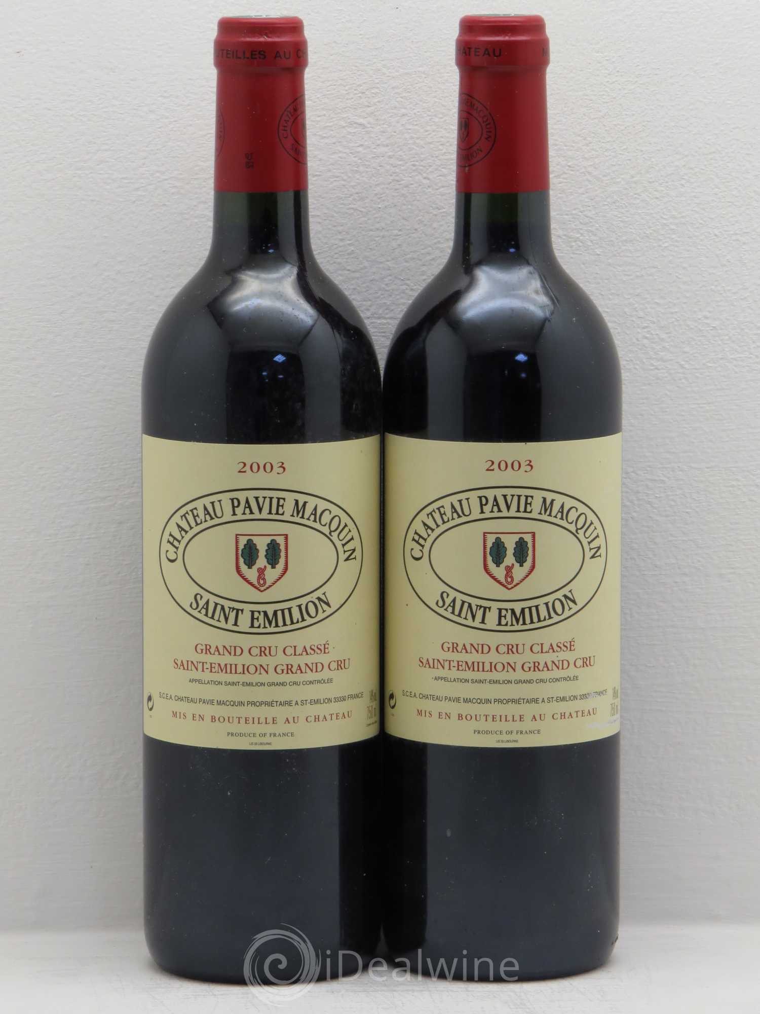 Château Pavie Macquin 1er Grand Cru Classé B 2003 - Lot de 2 bouteilles - 0