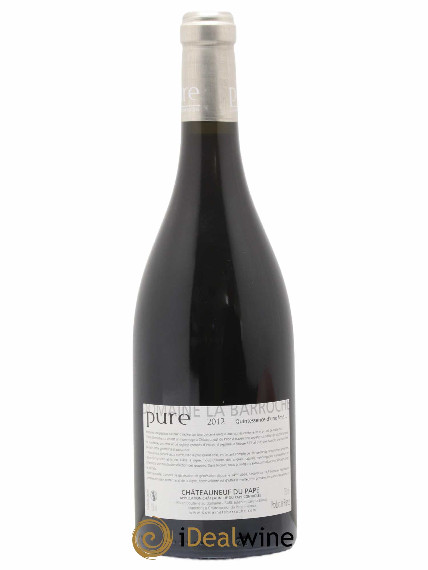 Châteauneuf-du-Pape Cuvée Pure Domaine La Barroche 2012 - Lot de 1 bouteille - 1