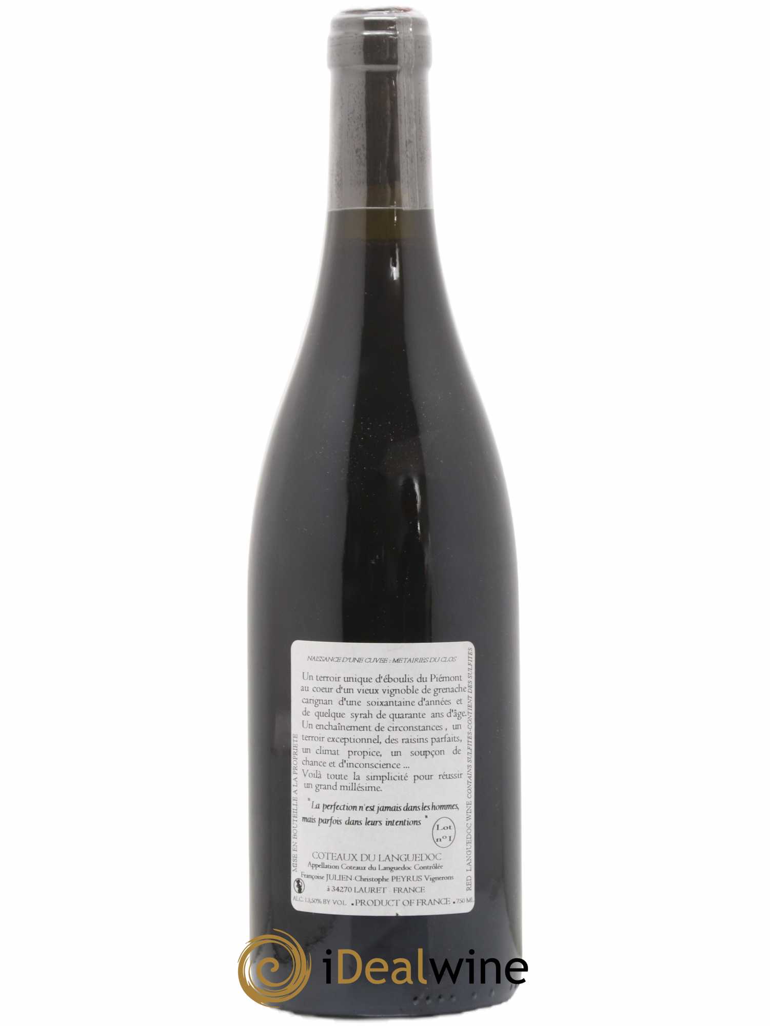 Pic Saint-Loup Les Métairies du Clos Vieilles Vignes Christophe Peyrus et Françoise Julien 2015 - Lot de 1 bouteille - 1