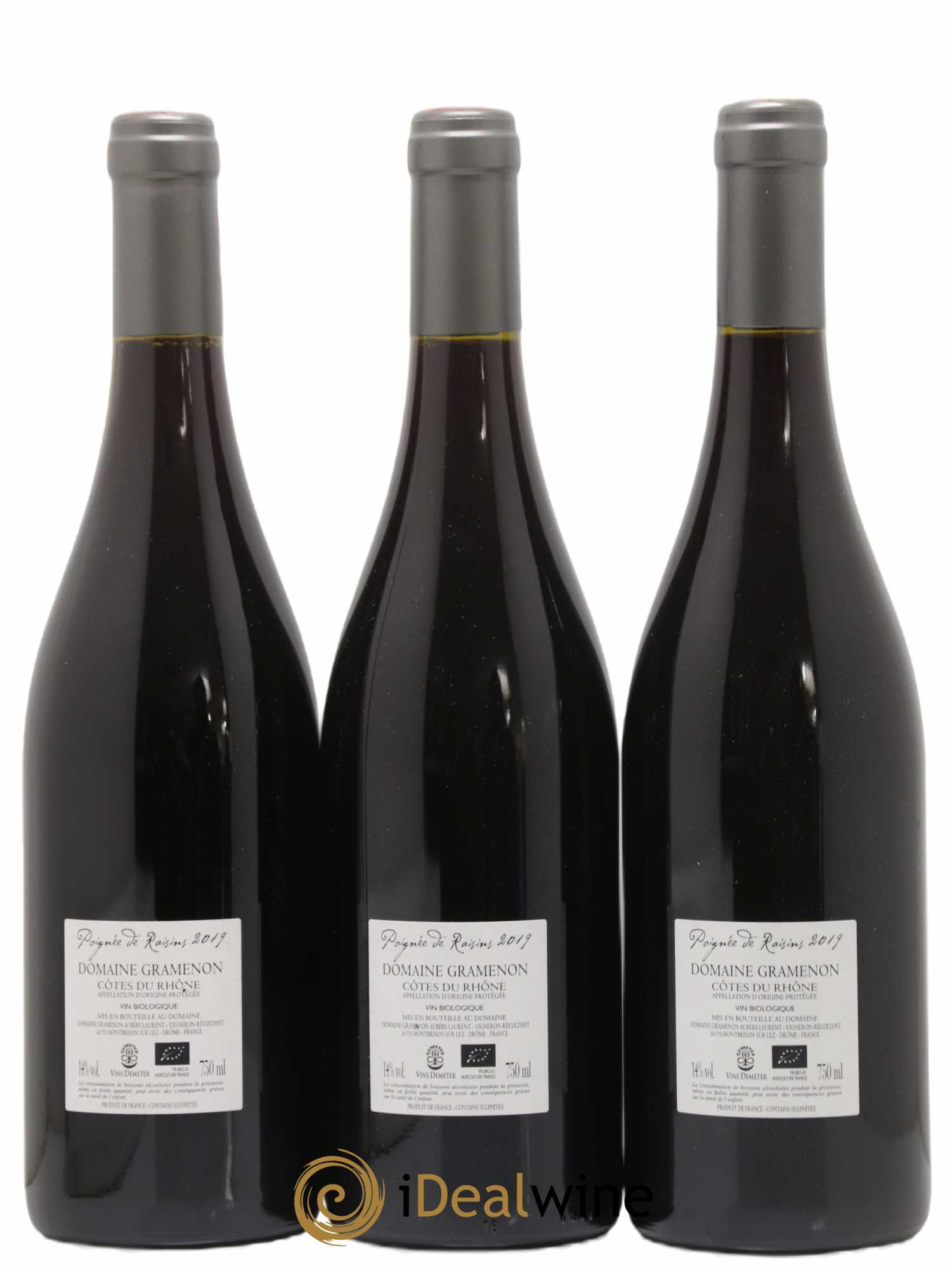 Côtes-du-Rhône Poignée de raisins Gramenon (Domaine) 2019 - Lot de 3 bouteilles - 1