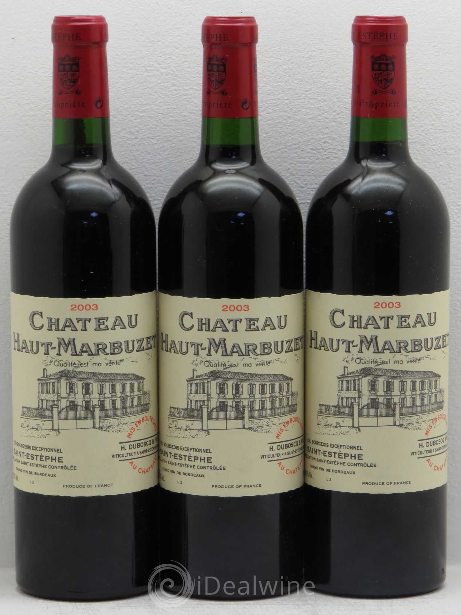 Château Haut Marbuzet 2003 - Lot de 3 bouteilles - 0