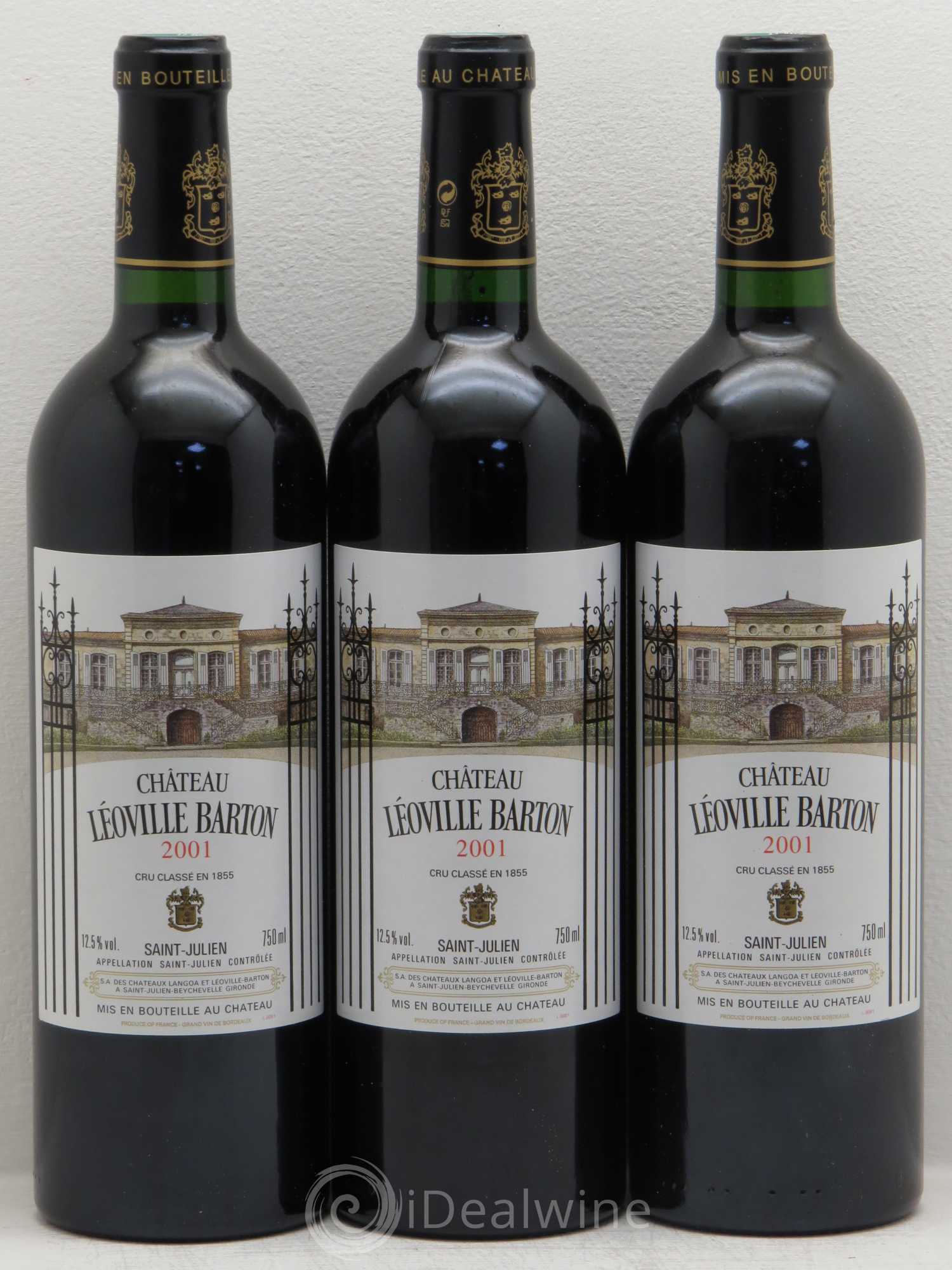 Château Léoville Barton 2ème Grand Cru Classé 2001 - Lot de 3 bouteilles - 0