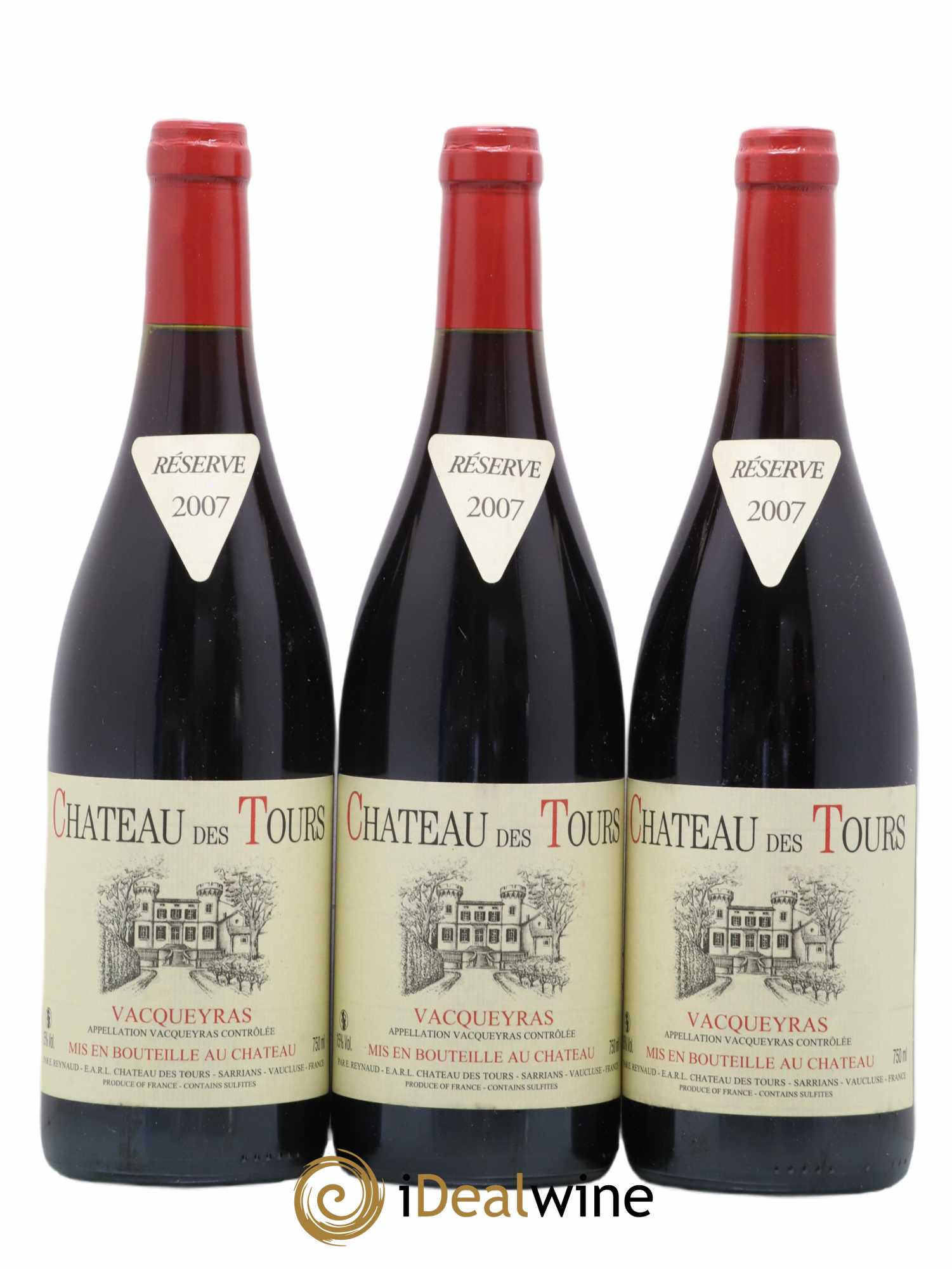 Vacqueyras Château des Tours Emmanuel Reynaud 2007 - Lot of 3 bottles - 0