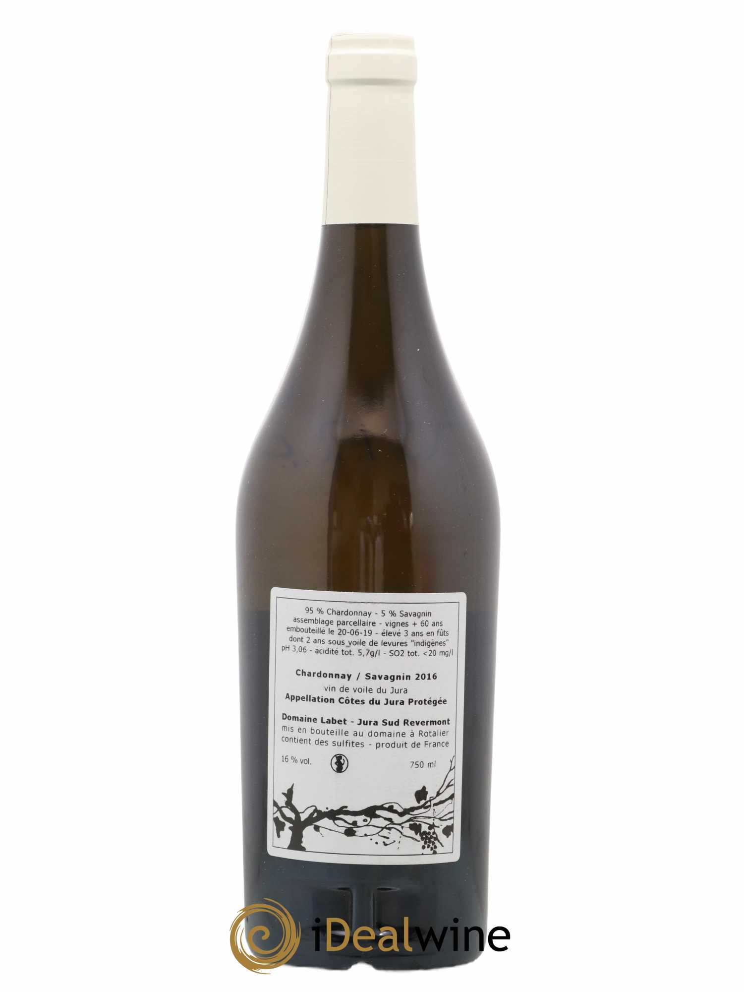 Côtes du Jura Vin de Voile Chardonnay-Savagnin cuvée de garde Romain - Julien - Charline Labet 2016 - Lot de 1 bouteille - 1
