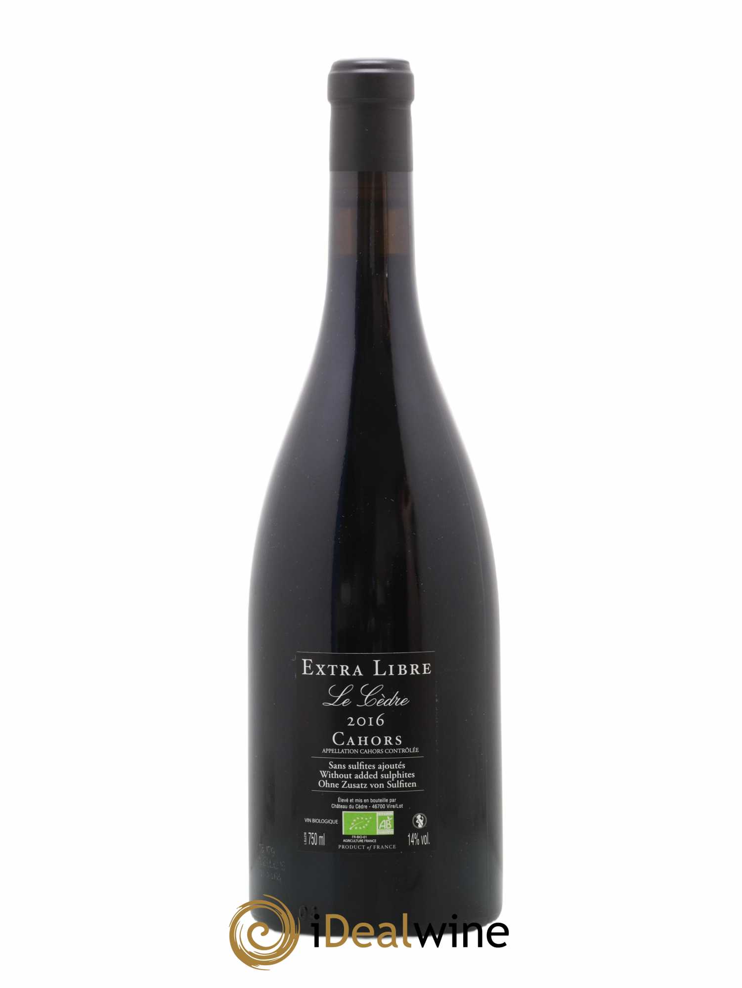 Cahors Château du Cèdre Extra Libre Le Cèdre Pascal et Jean-Marc Verhaeghe 2016 - Lot de 1 bouteille - 1