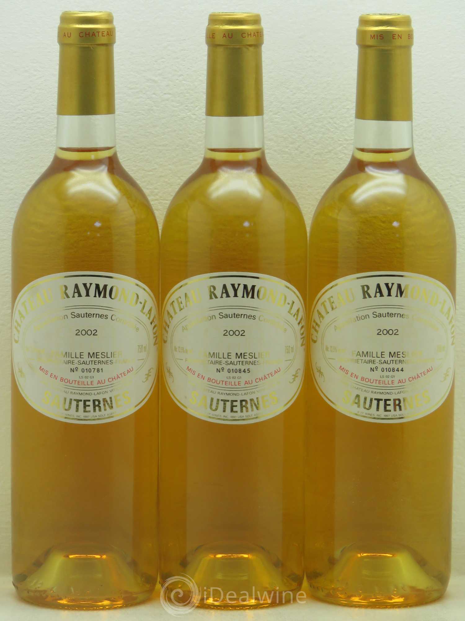 Château Raymond Lafon 2002 - Lotto di 3 bottiglie - 0