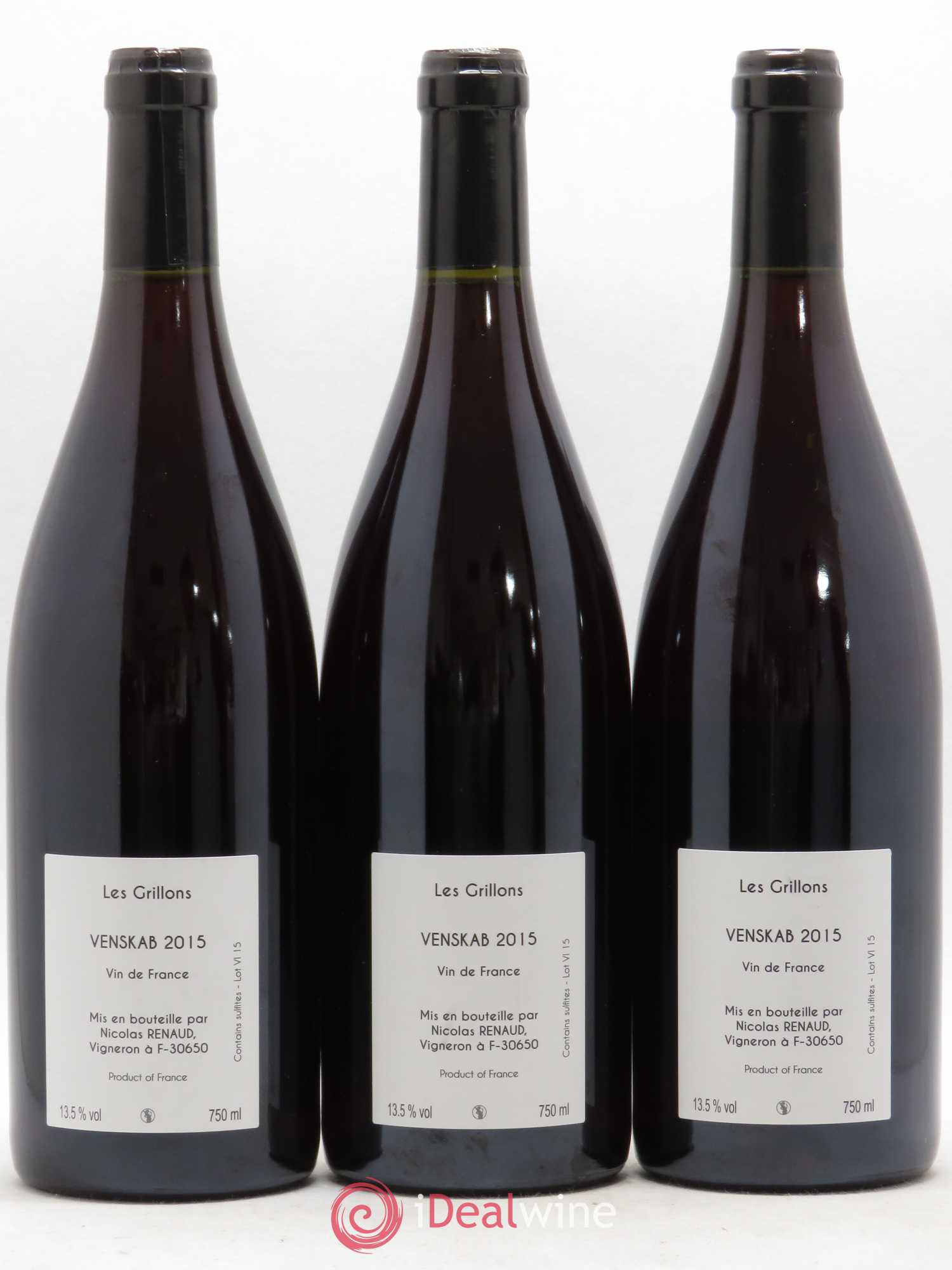 Vin de France Venskab Clos des Grillons 2015 - Lot de 3 bouteilles - 1